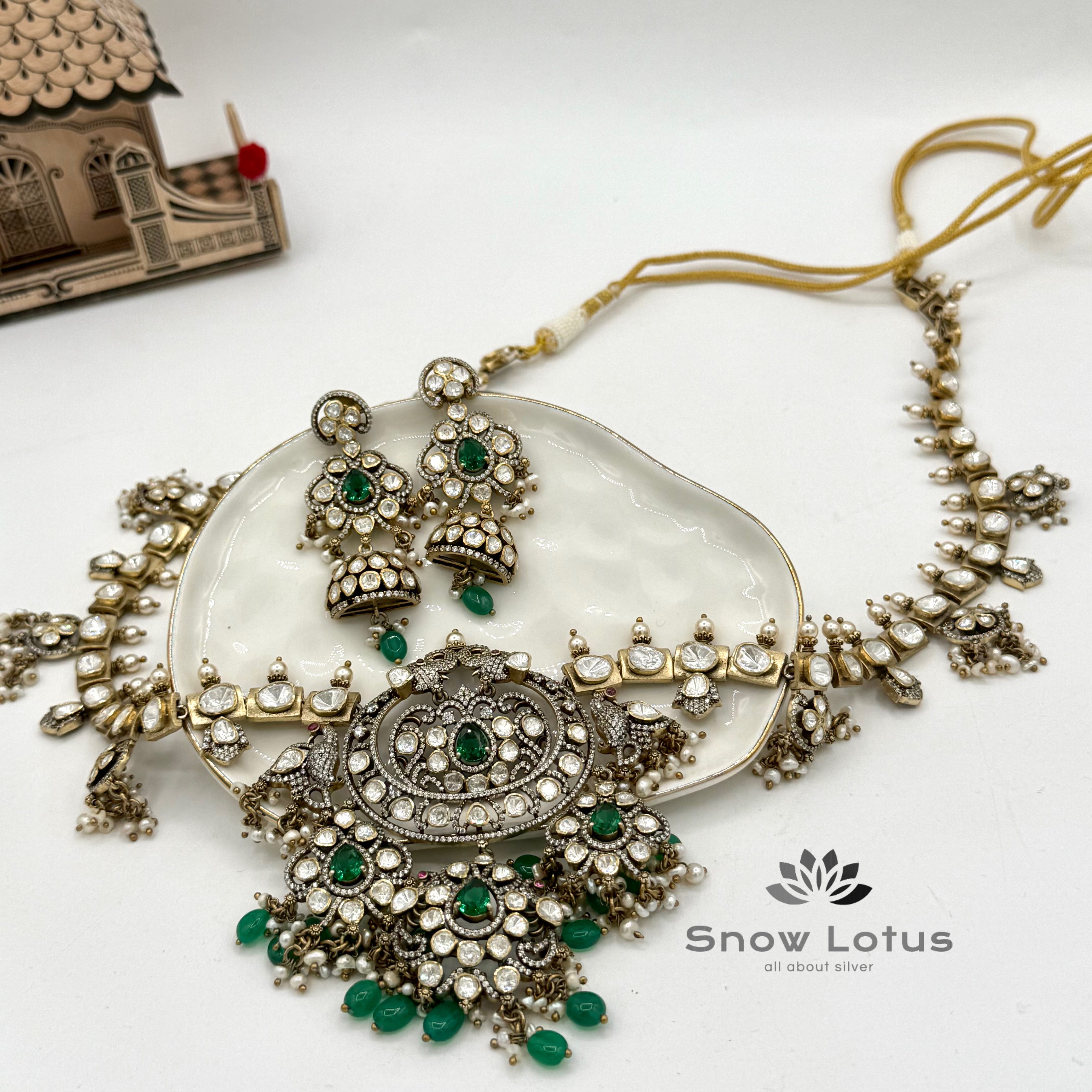 Long Emarald Moissanite Rani Haaram