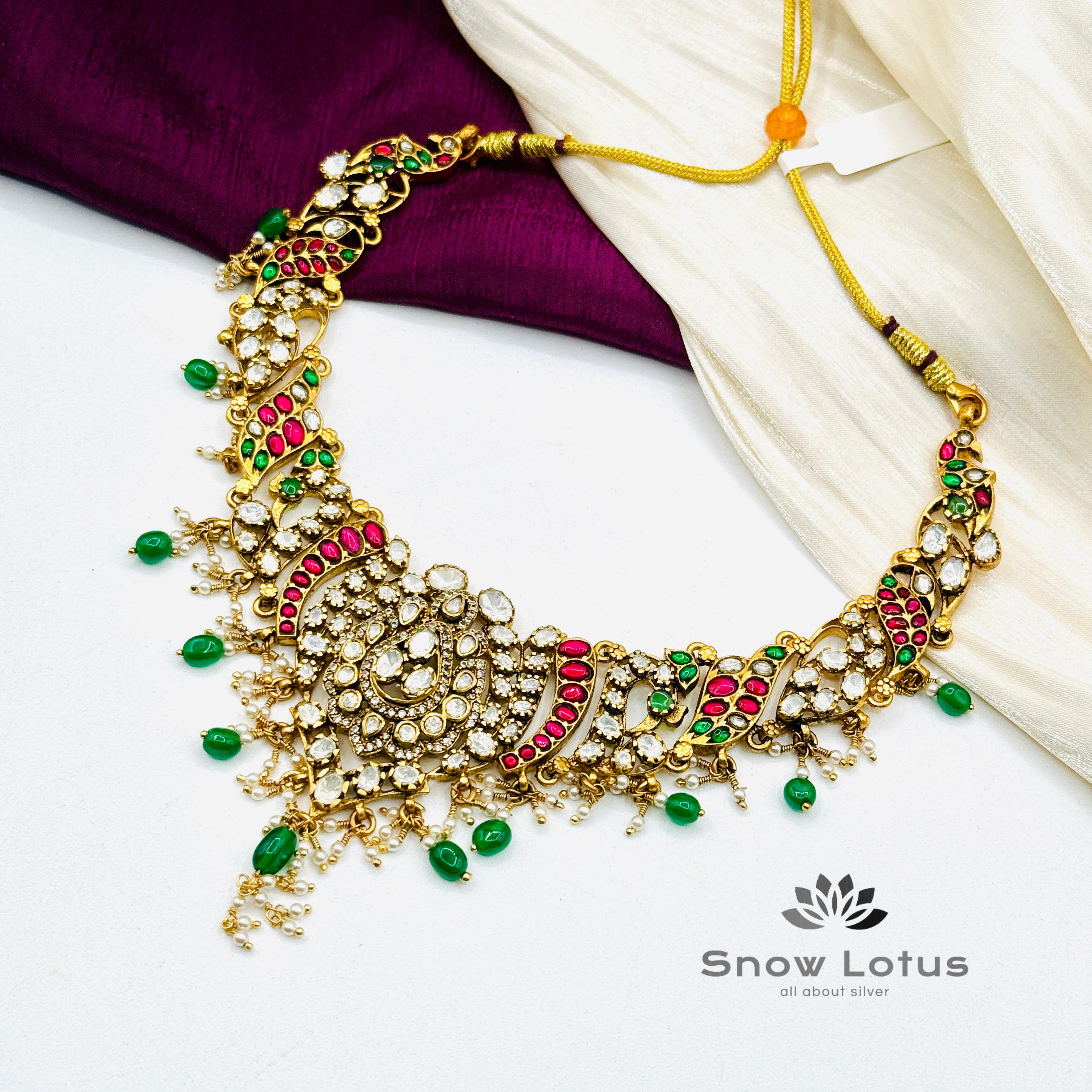 Elegant Moissanite & Kundan Neckpiece