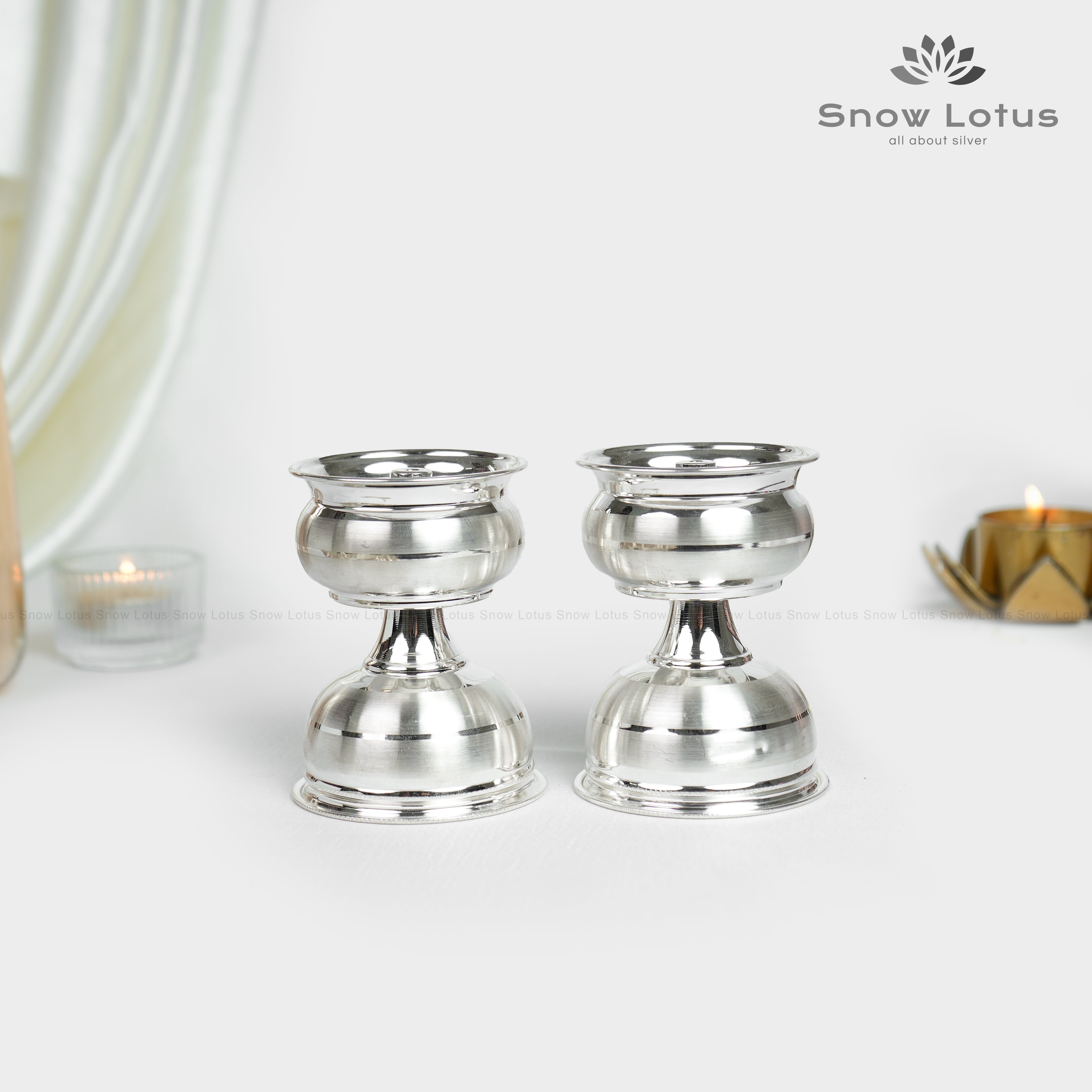 Dull Polish Bottom Knot Akhanda Diyas Pair