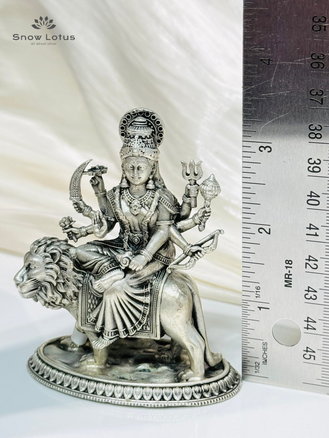 Durga Devi on Lion Antique 3D Solid