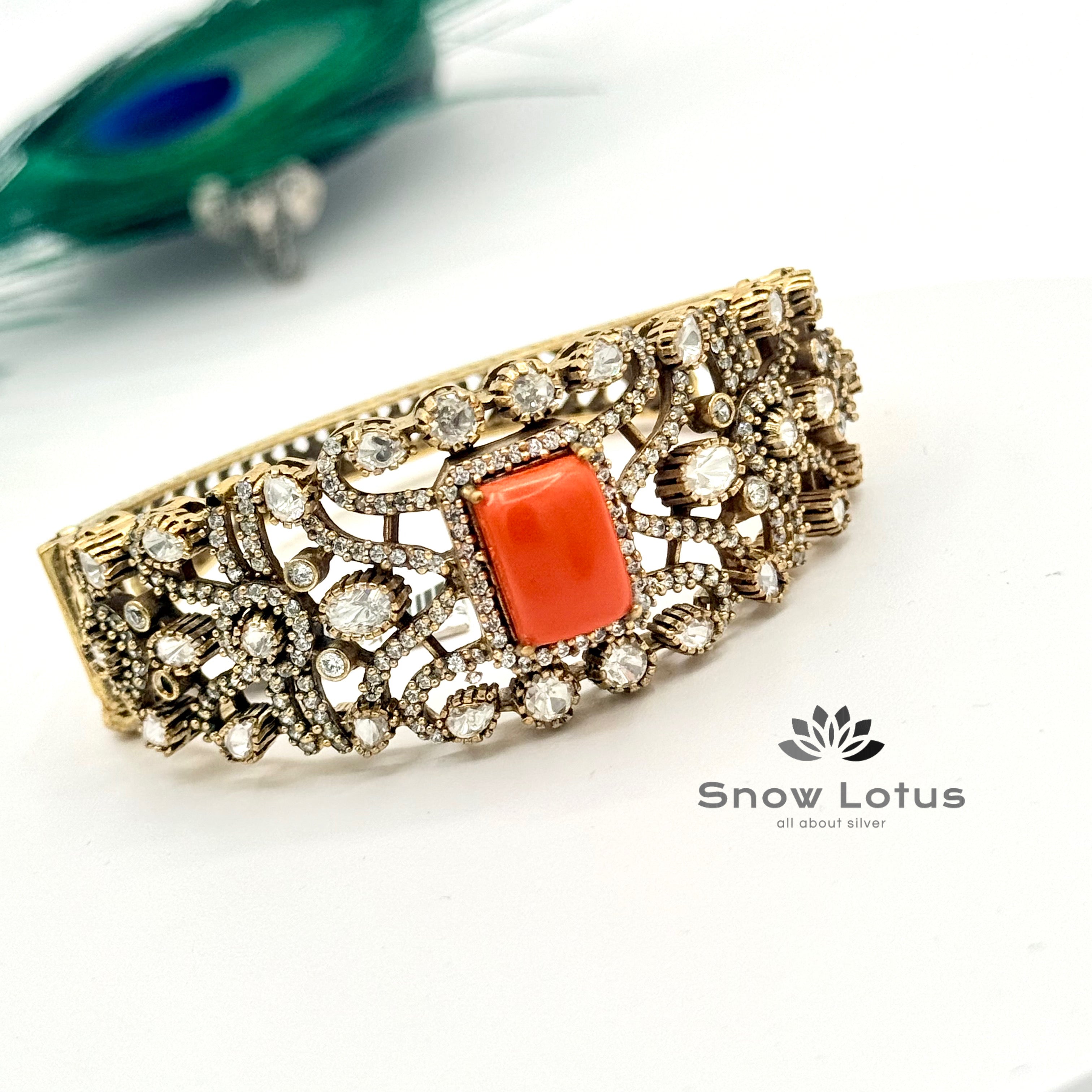 Openable Coral Moissanite Kada single