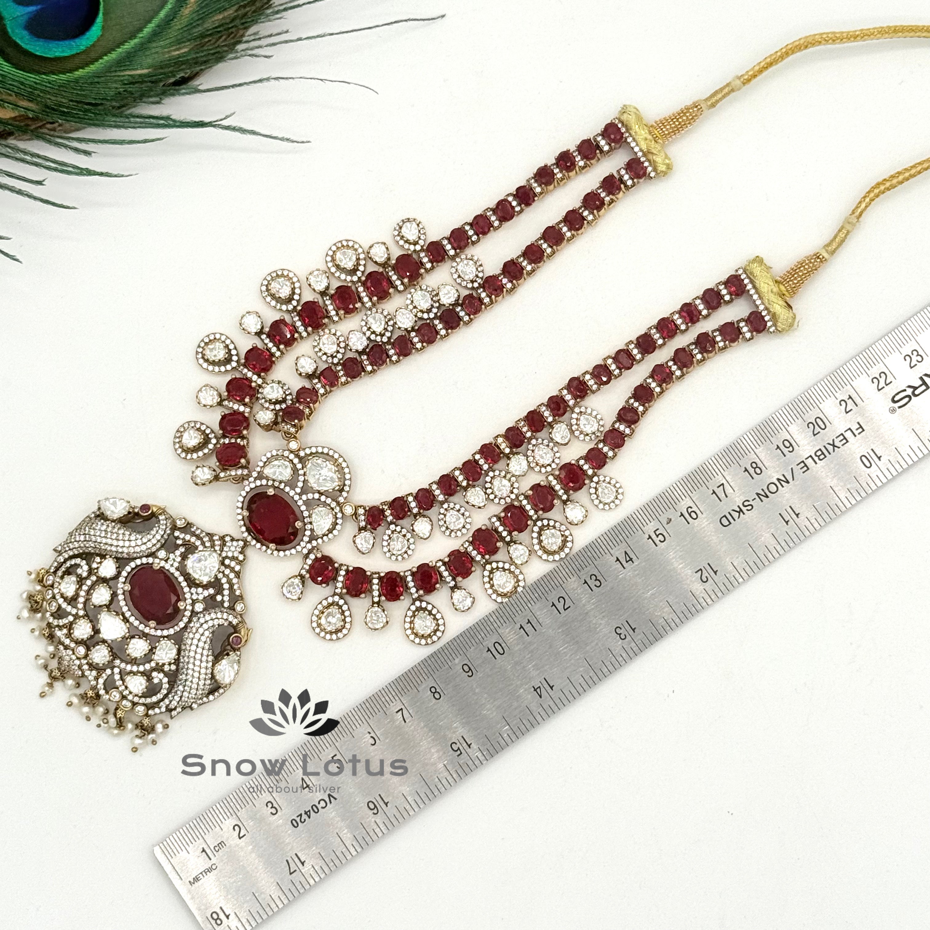 Moissanite Ruby layered Haaram