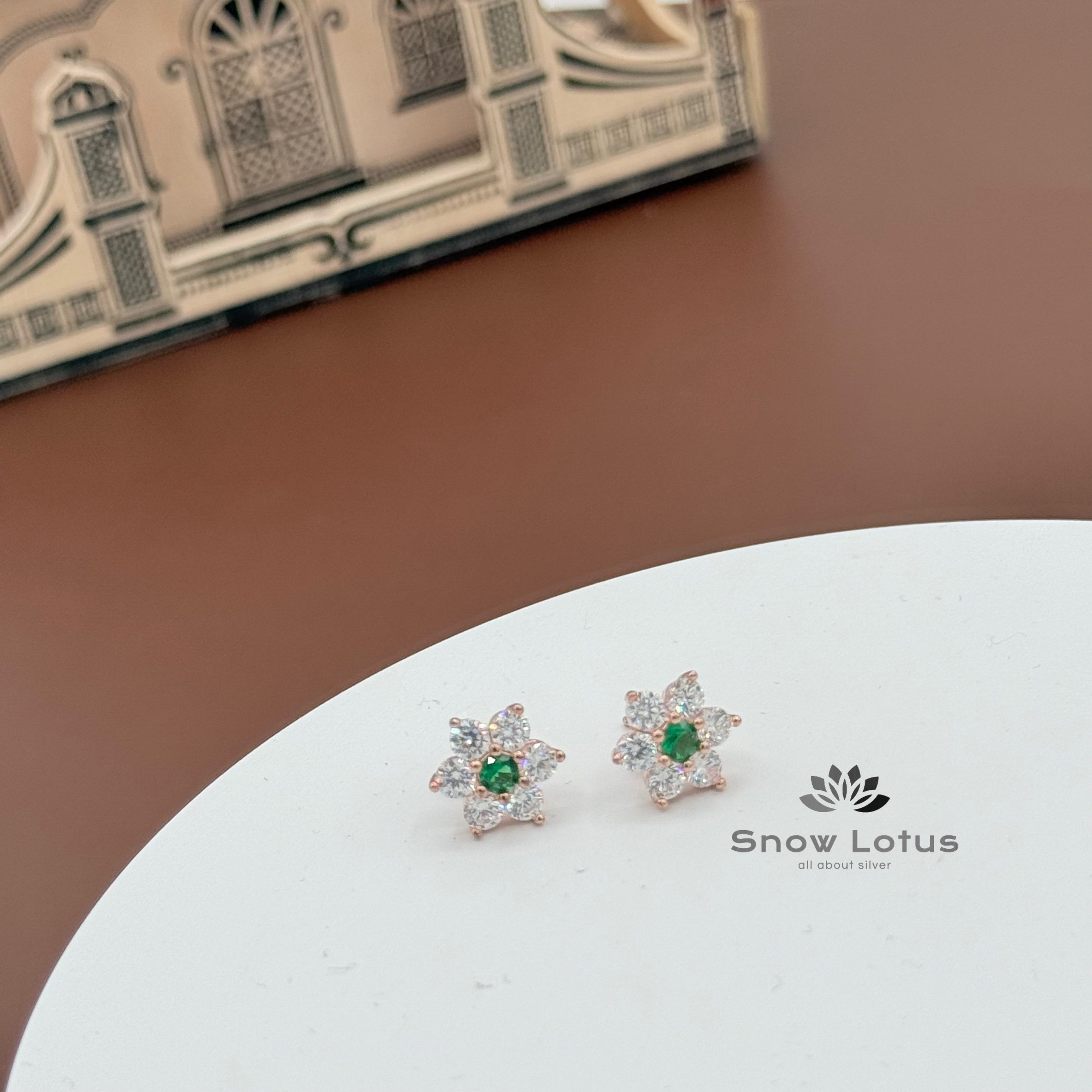 Mini Green Flower Studs