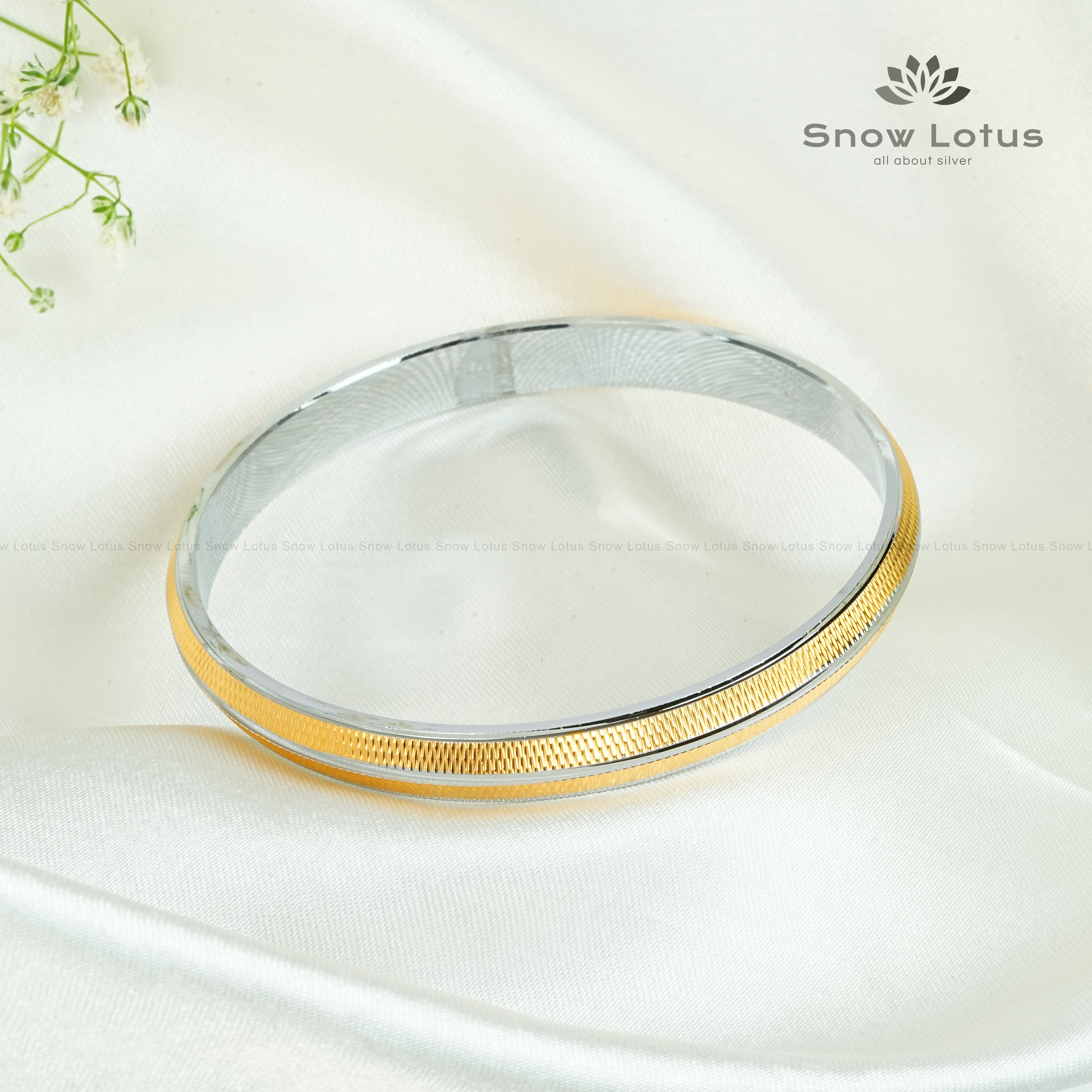 Rhodium with Gold Finsh Man's kada 2.8