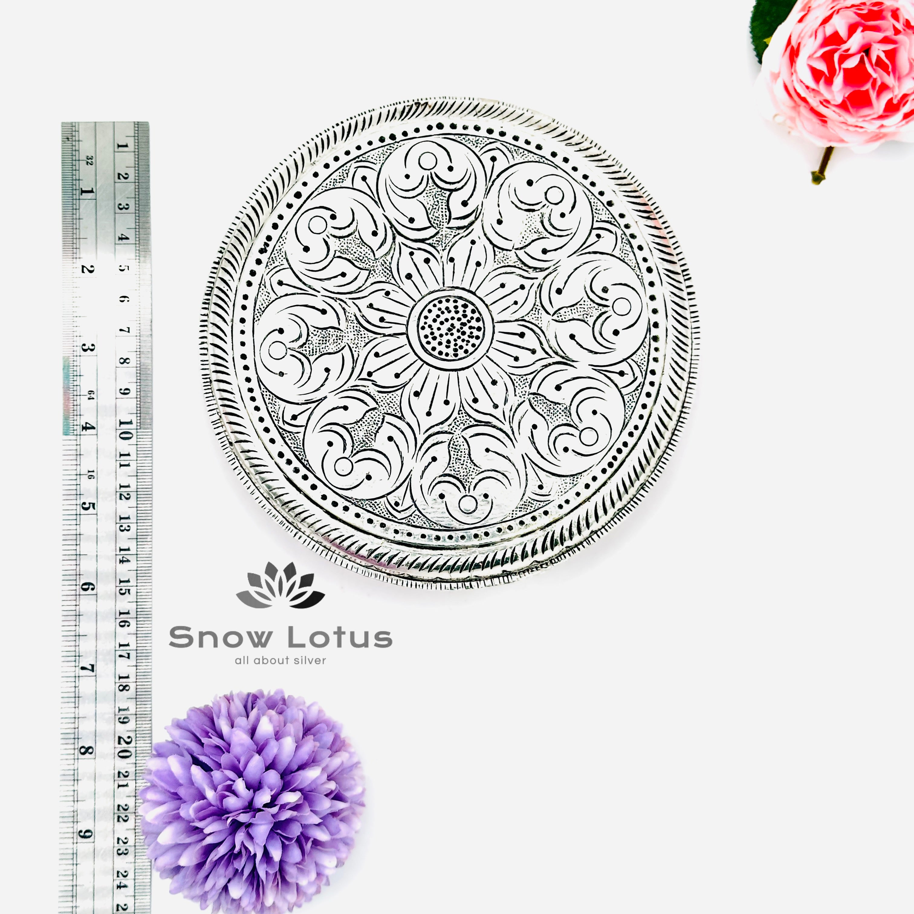 999 Silver Peetam Round(Teak wood)