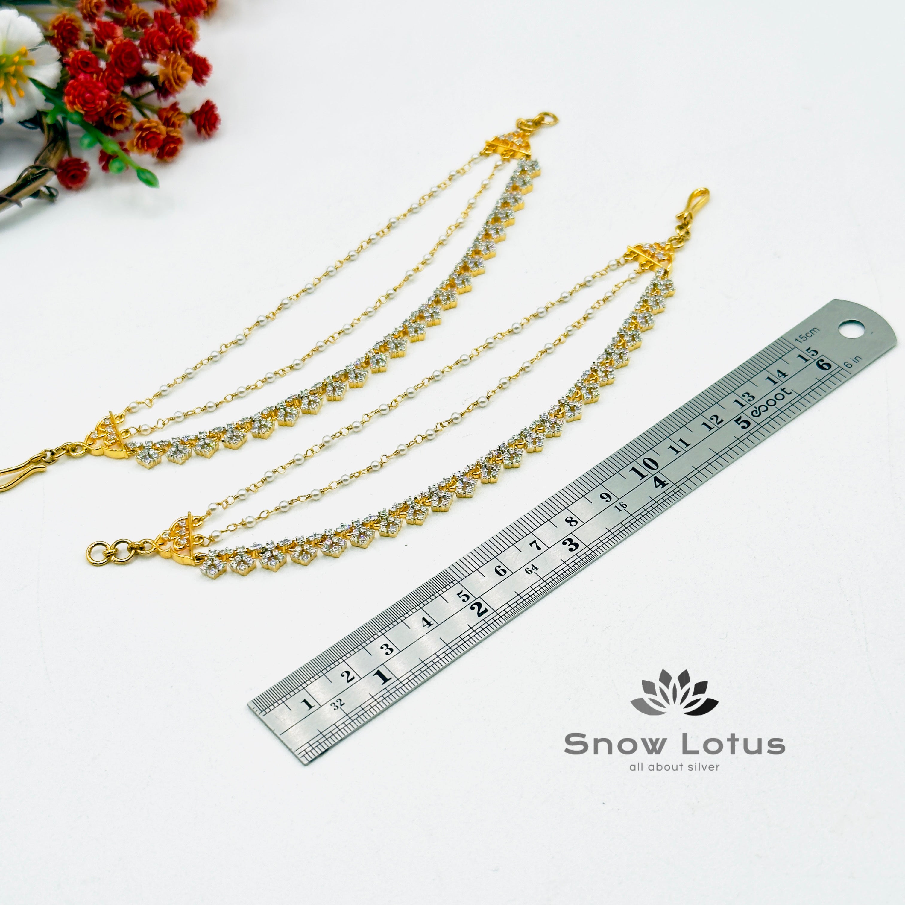 Squarish Pearled Maang Tika