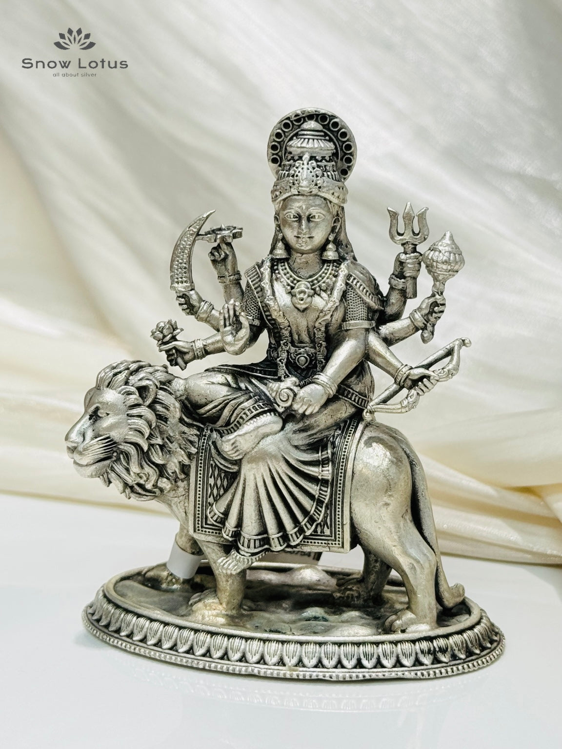 Durga Devi on Lion Antique 3D Solid