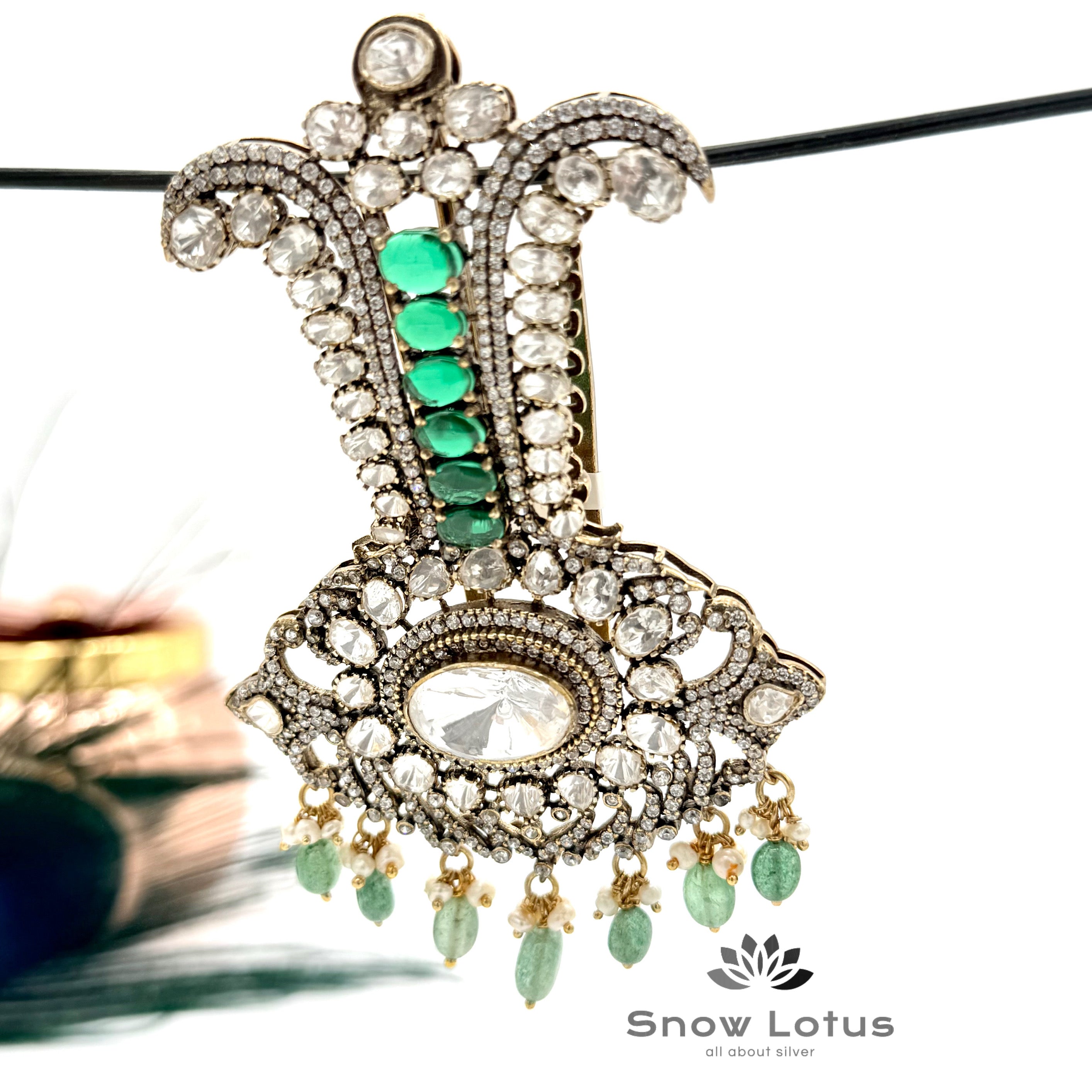 Statement Moissanite Pendant Brooch and Hair Accessory