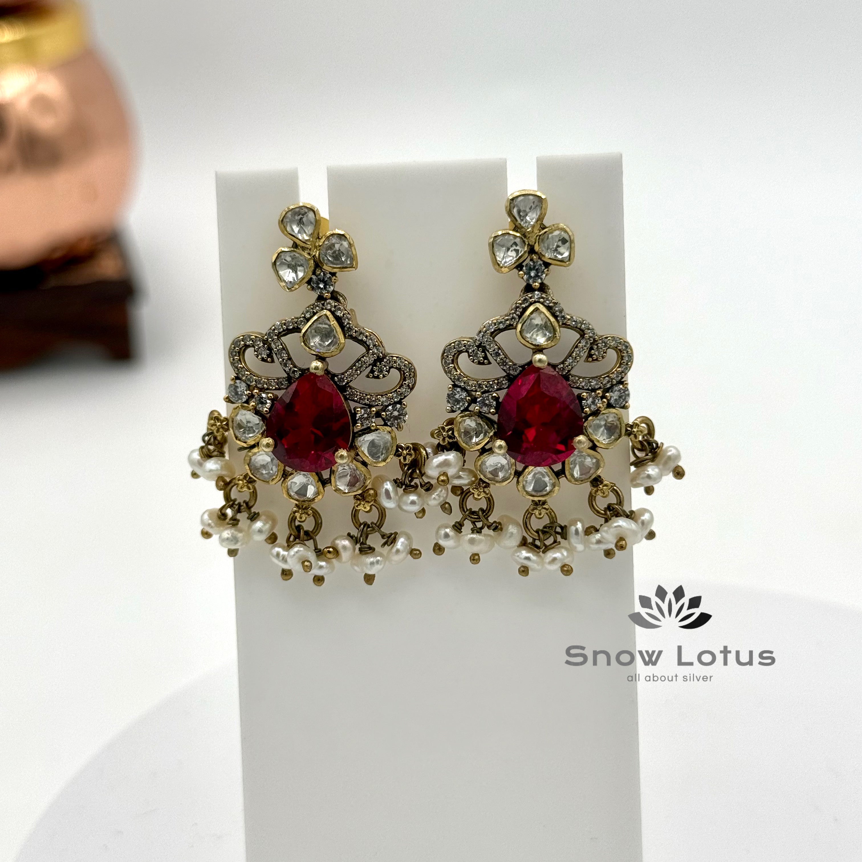 Classy Ruby Moissanite Neckpeice with earrings