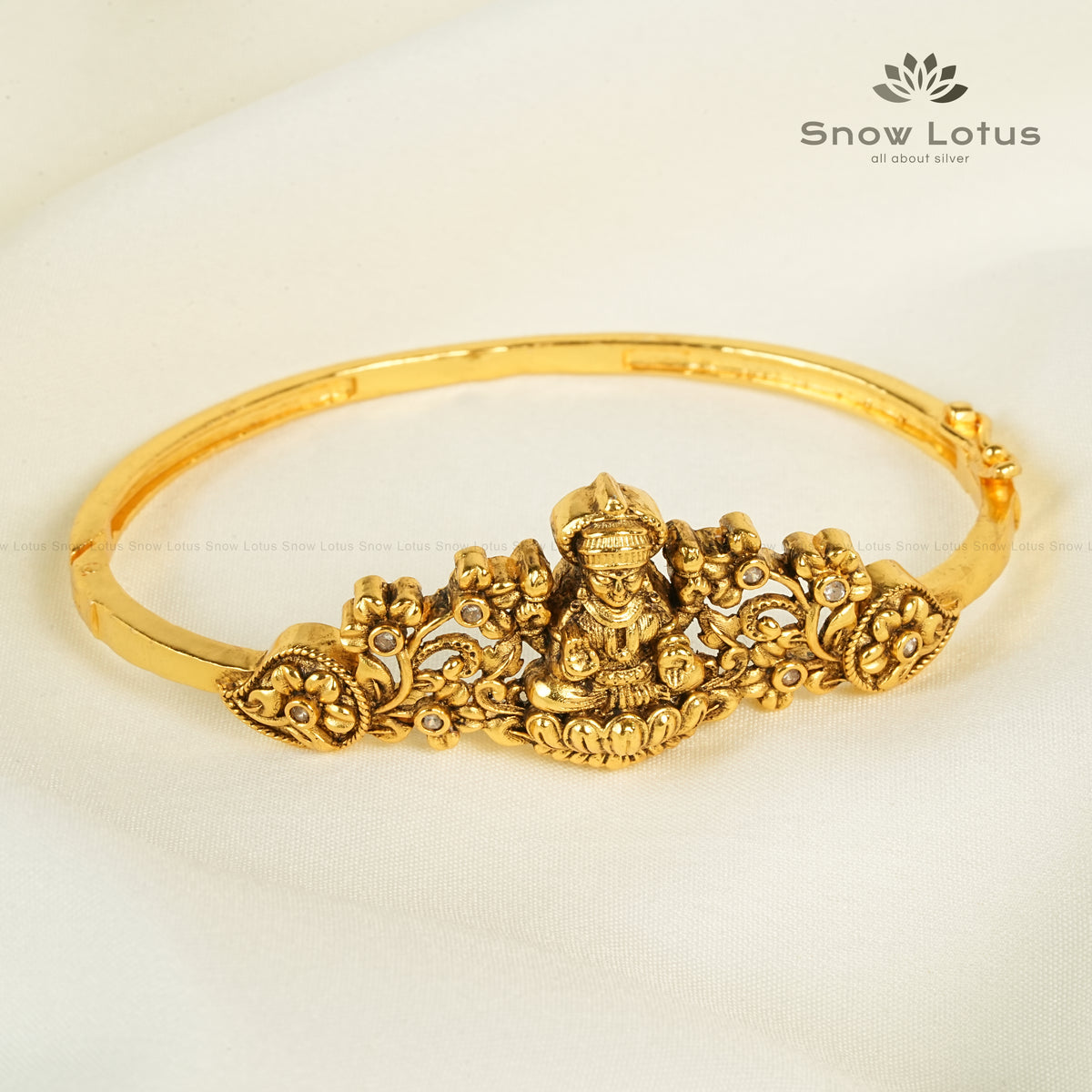 Floral Elegance Antique Lakshmi Oval Kada Bracelet
