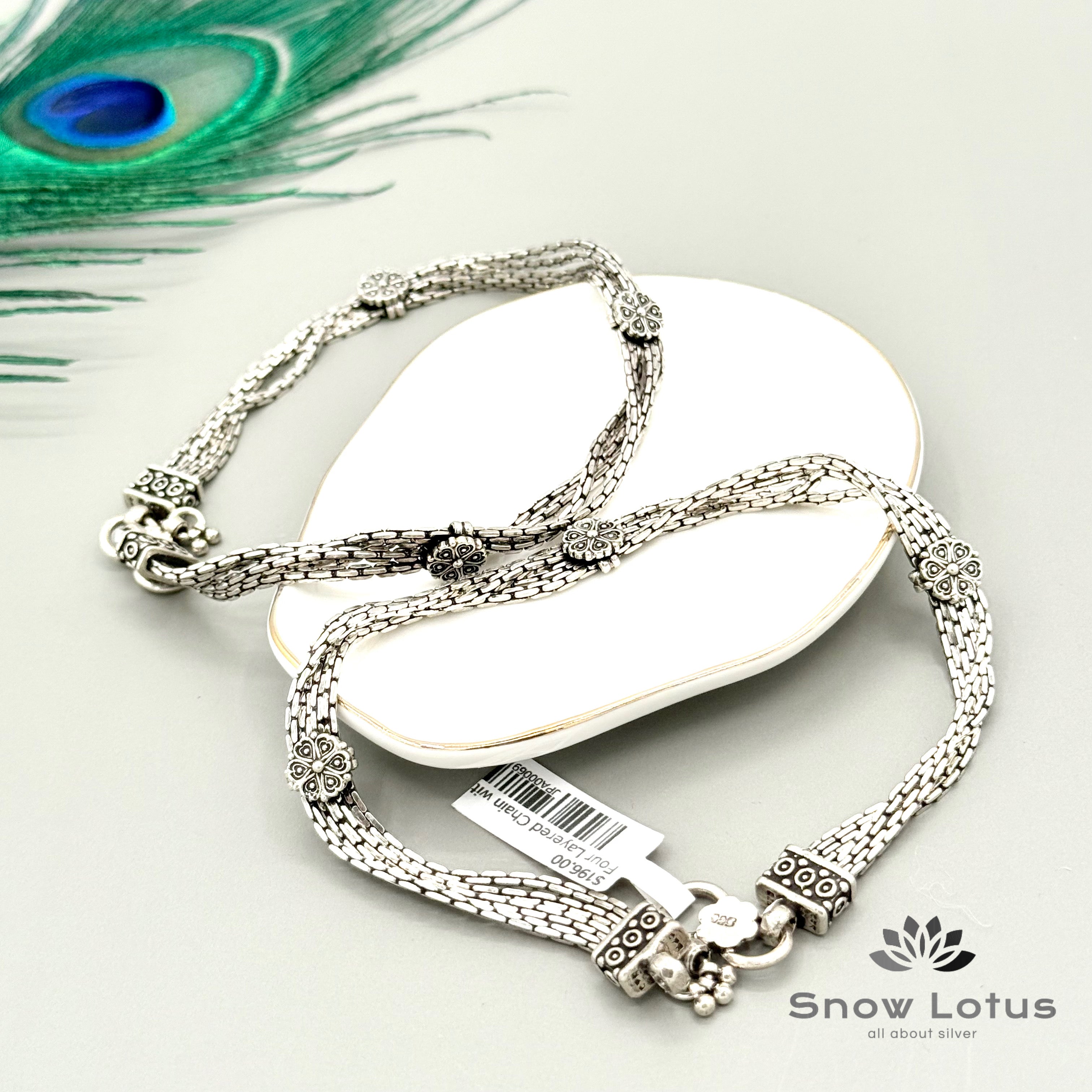 Four Layered Chain with Rose Anklet