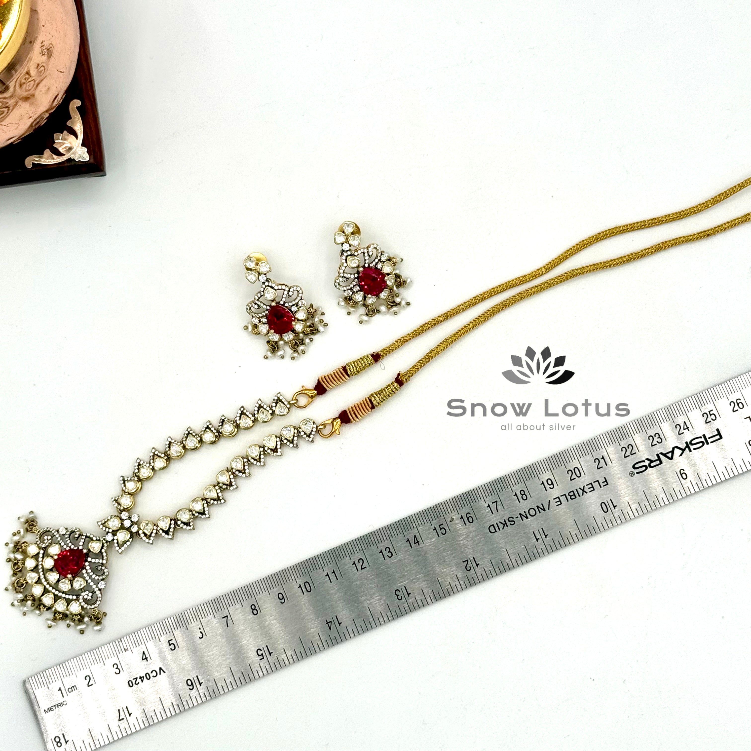 Classy Ruby Moissanite Neckpeice with earrings