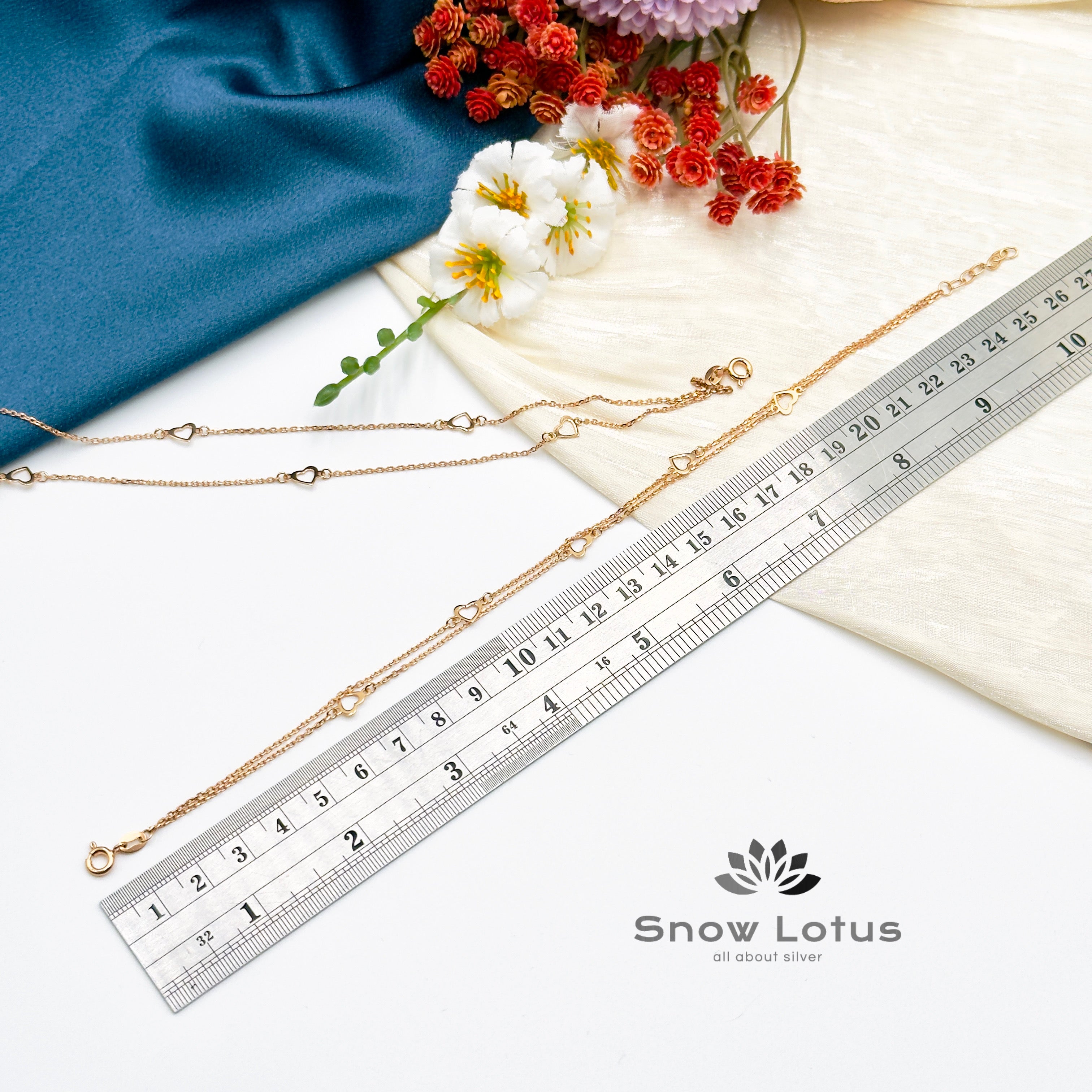 Double layered Heart Rosegold Anklet