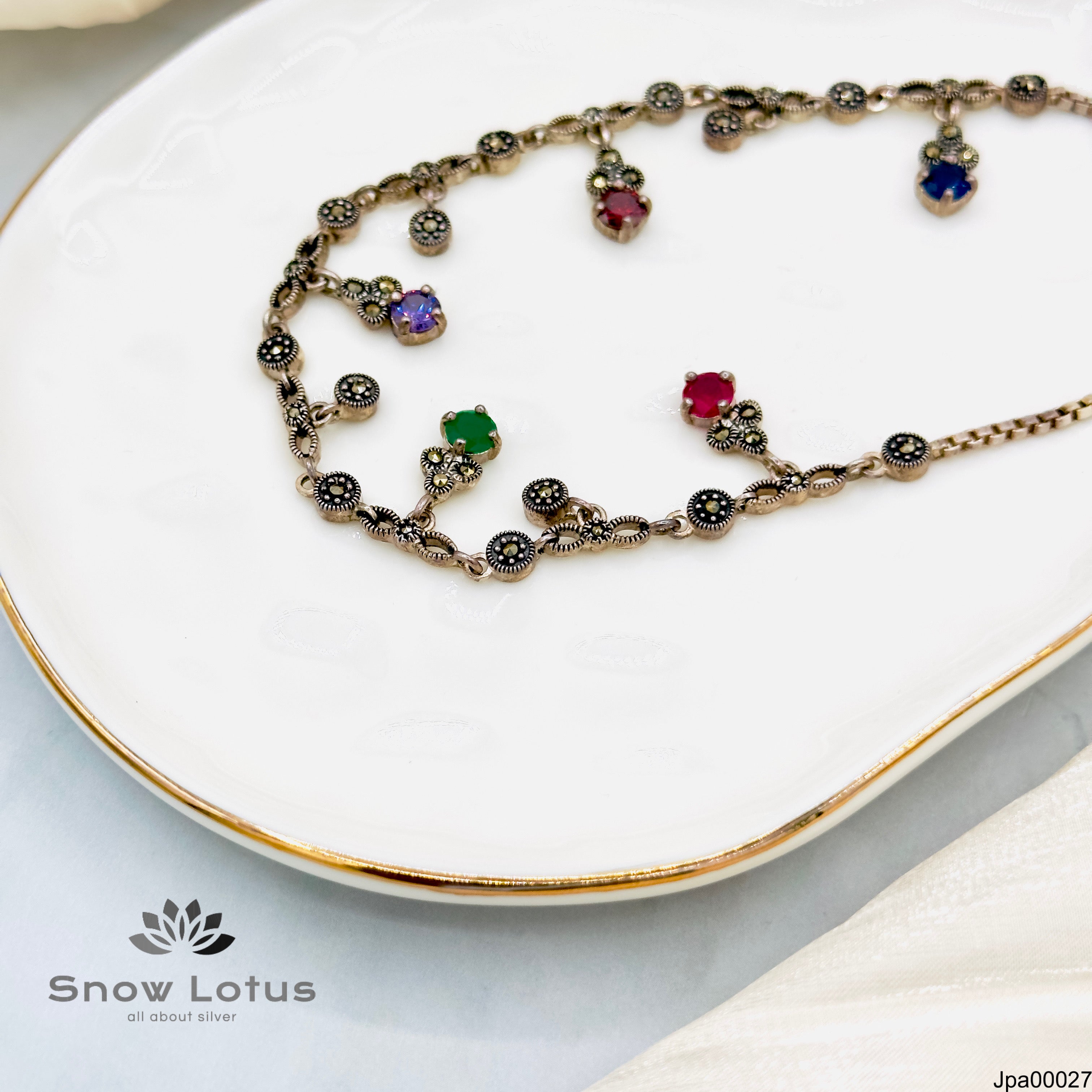 37.7 Adjustable Marcasite Payal multi colors