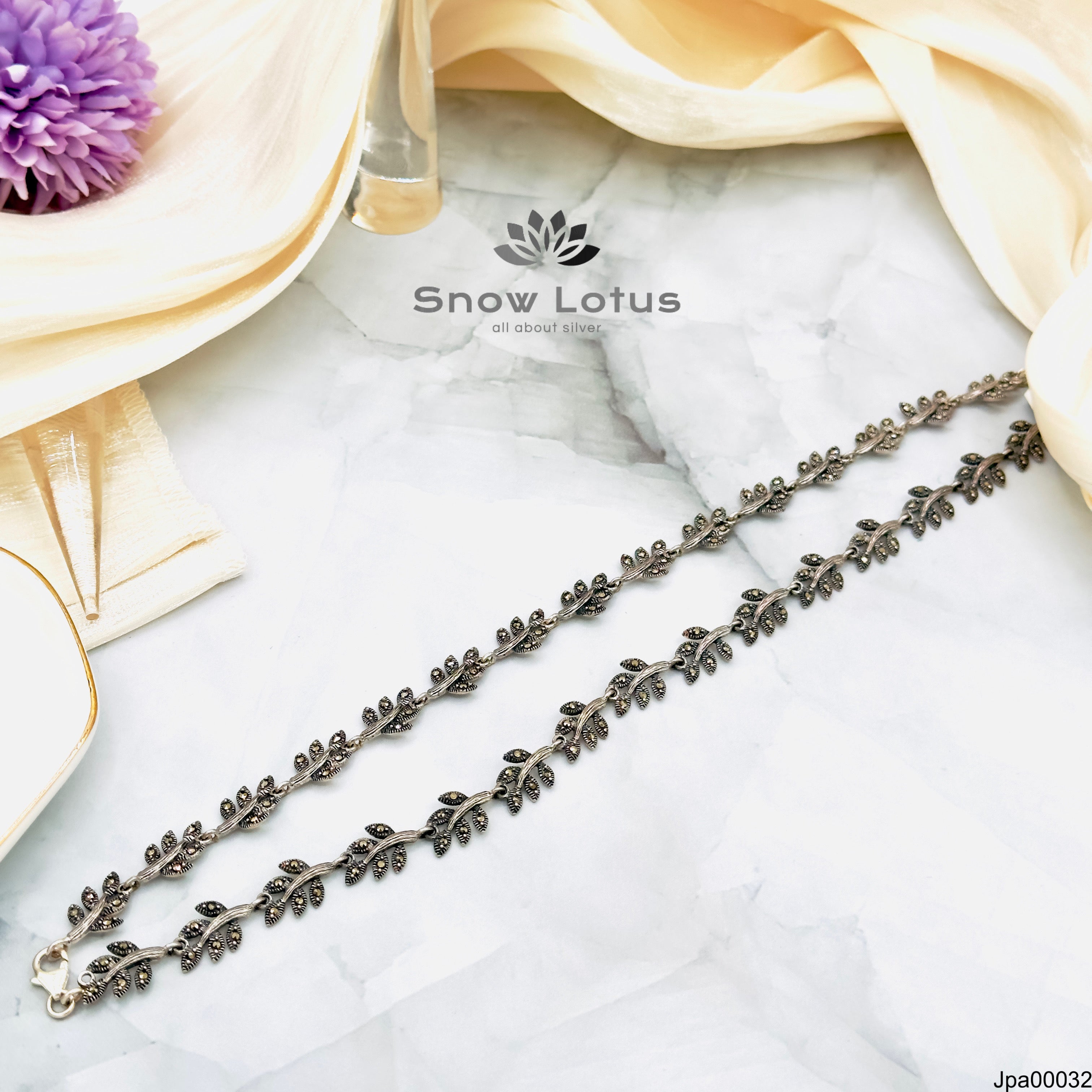 Antic Marcasite Leaf payals