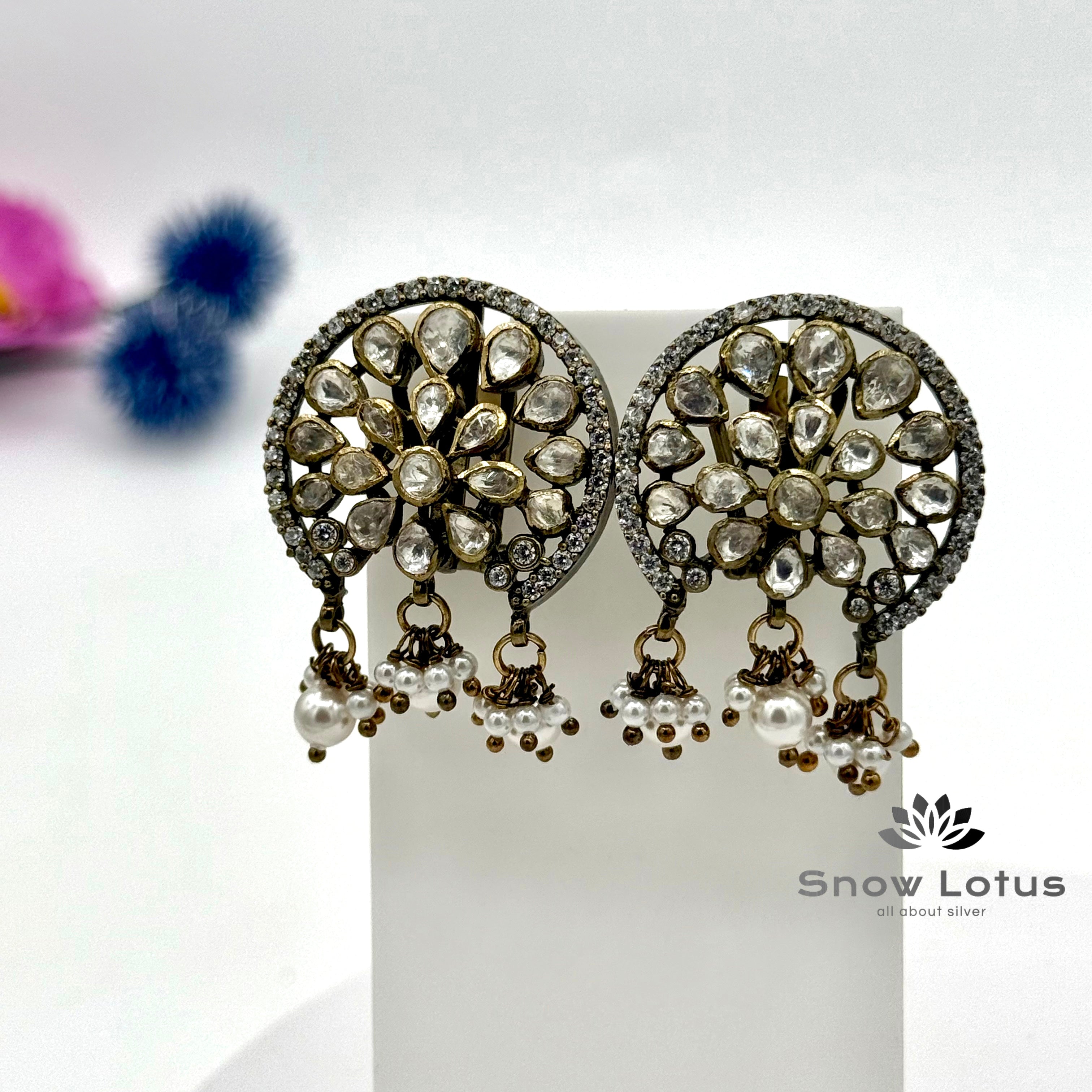 Carved Lakshmi Moissanite Choker With Earrings