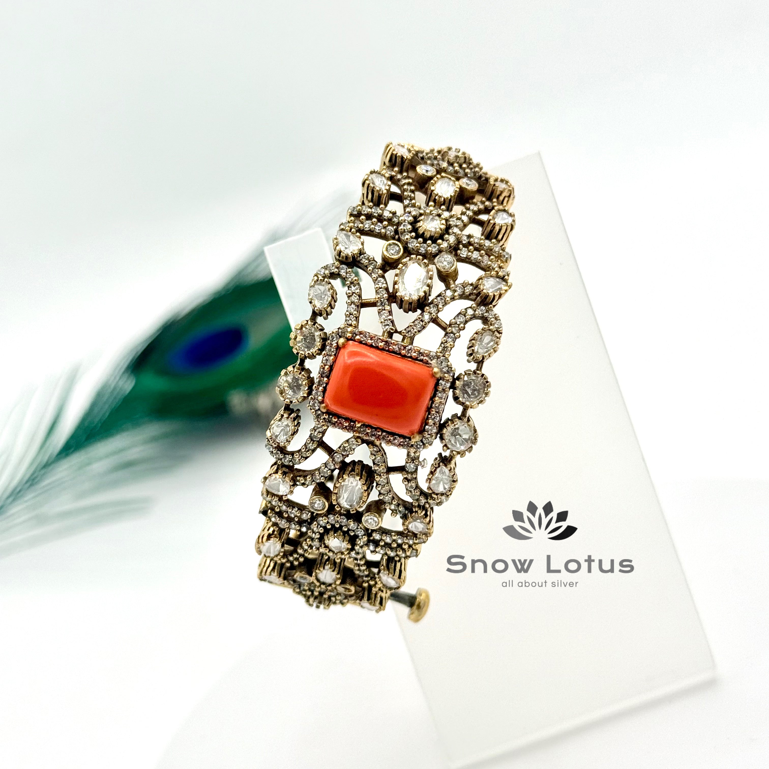 Openable Coral Moissanite Kada single