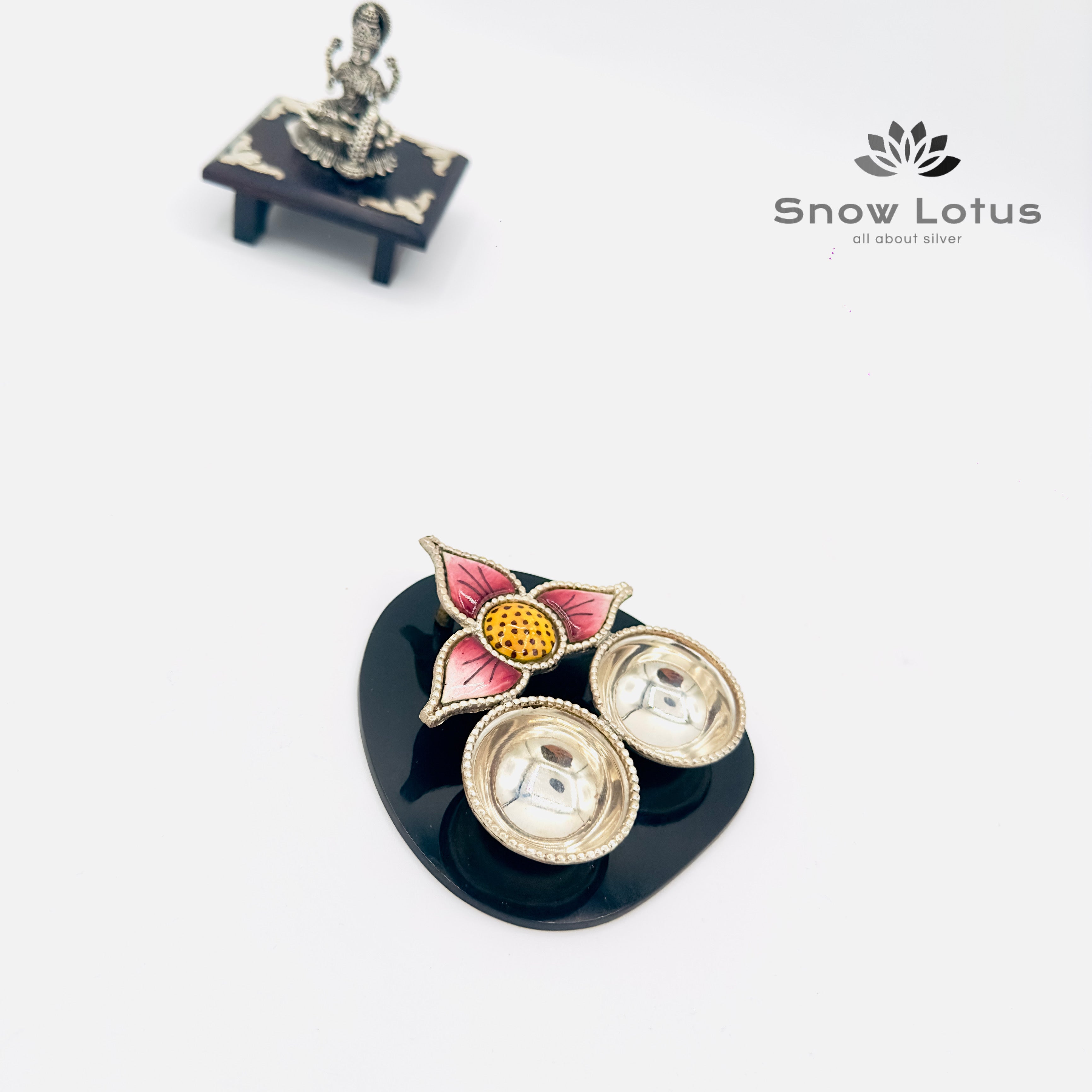 Twin Diyas with Enamel Flowers Single