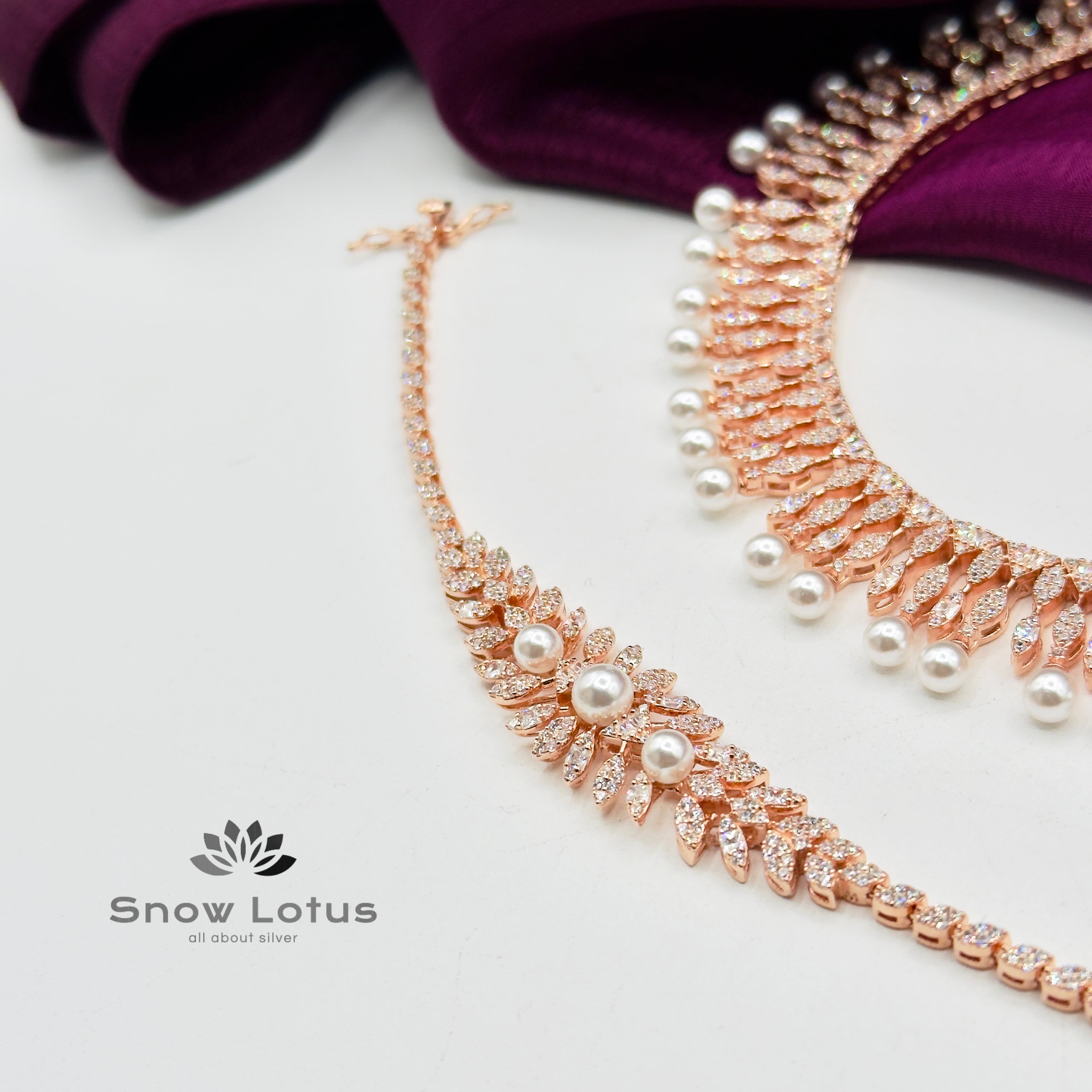 Celestial Petals Rose Gold Neckpiece Set