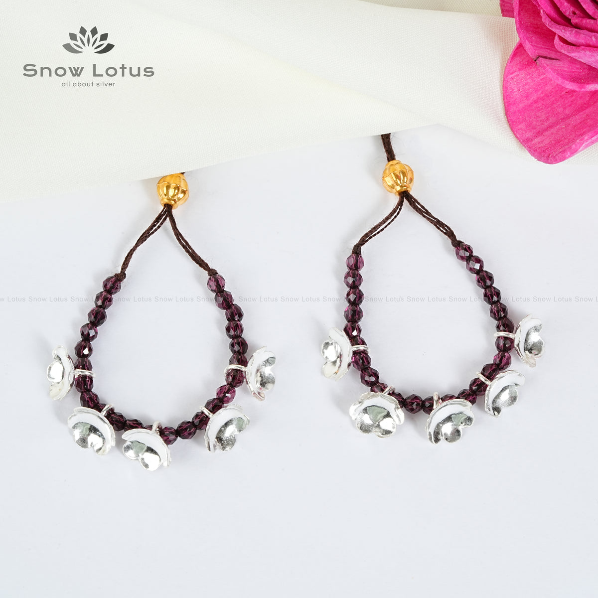 Silver Flowers Mini Haarams Brown