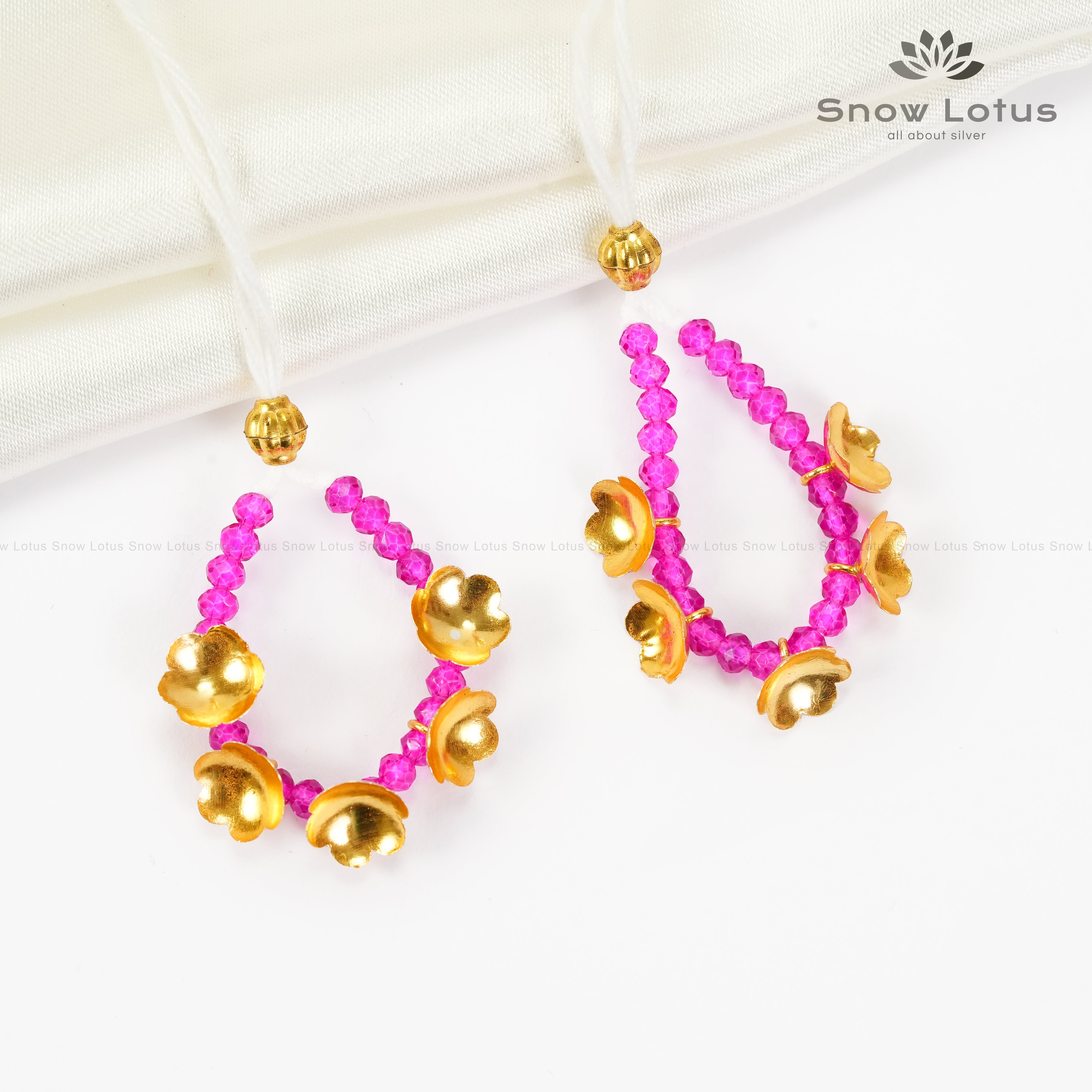 2 gms Gold Flowers Mini Haaram Pink