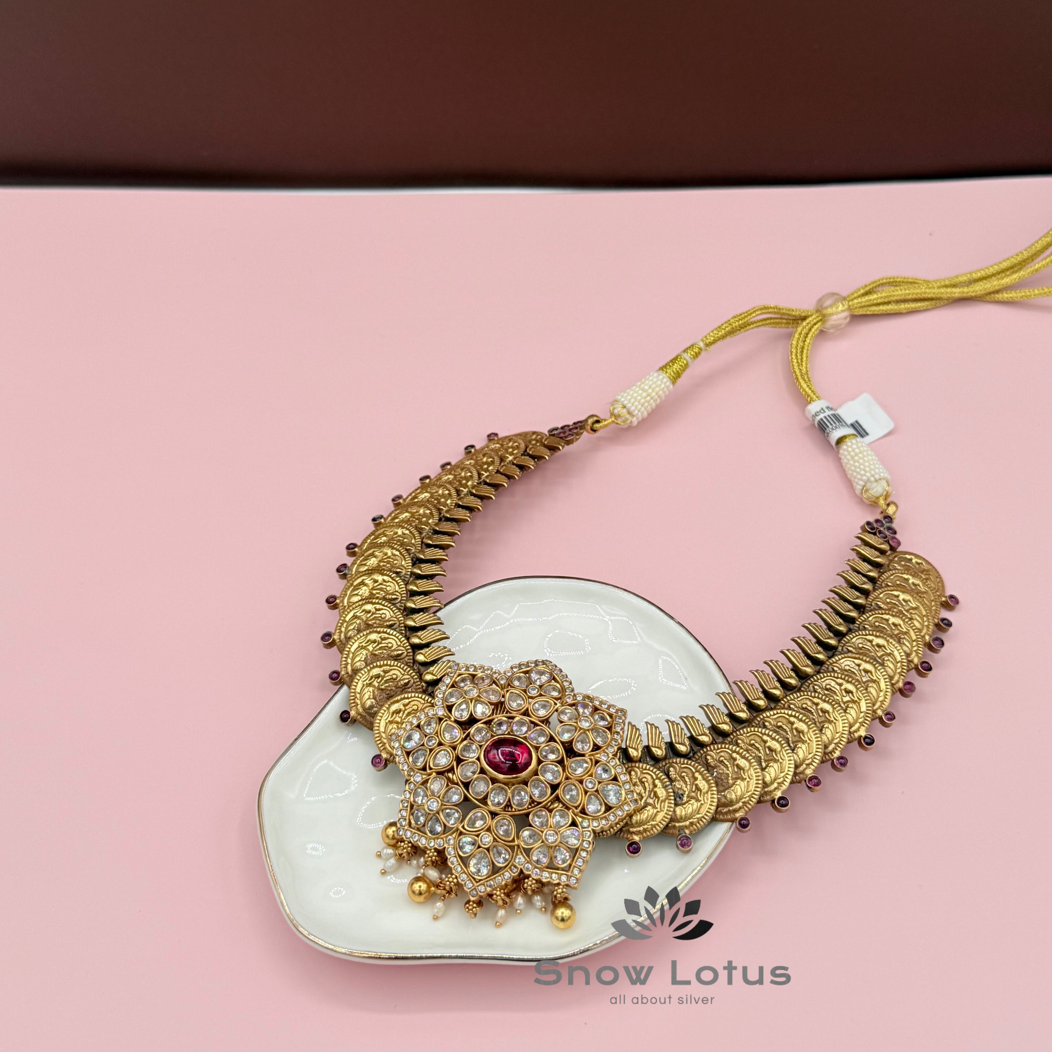Lakshmi coined flower Neckpeice