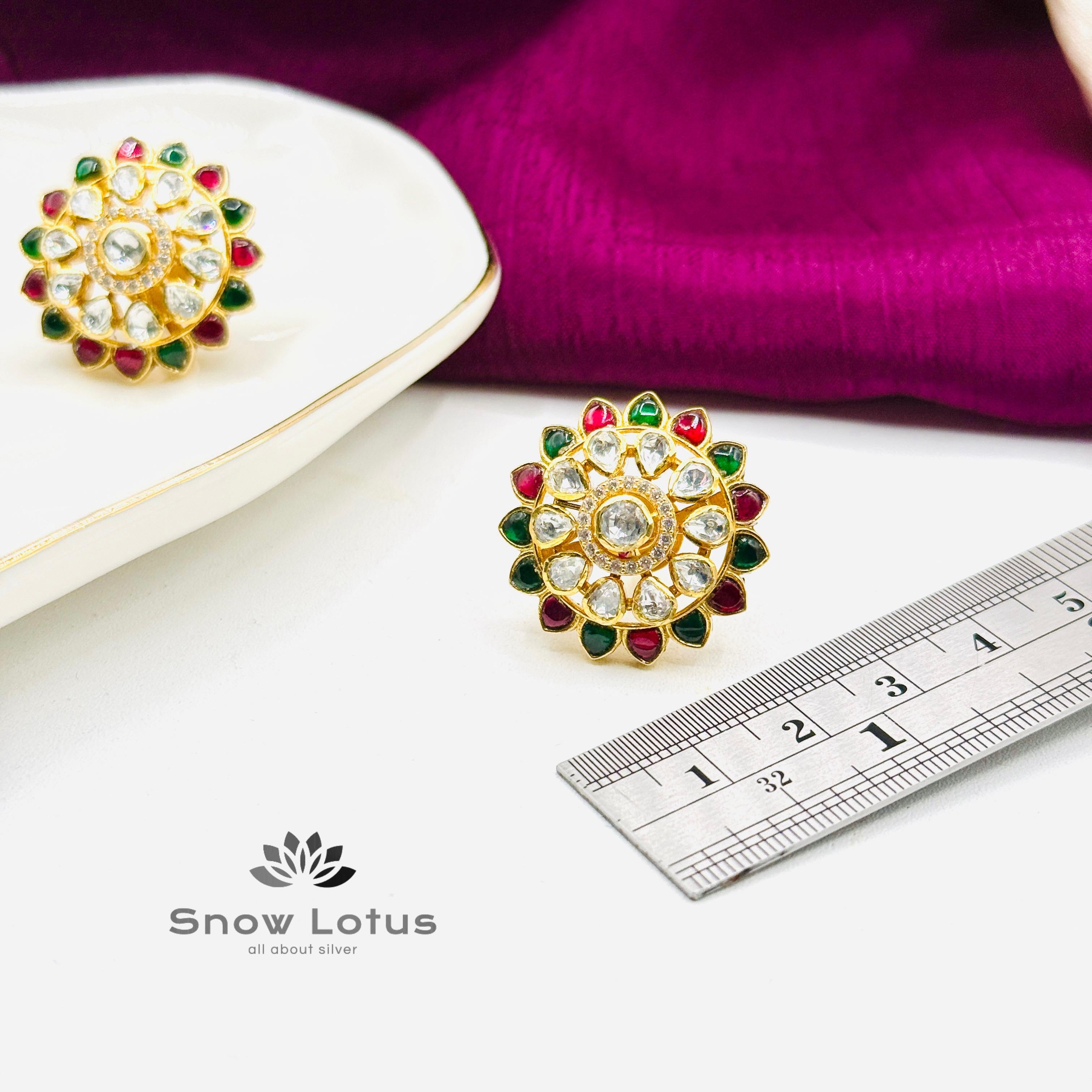 Multicoloured Flora Moissanite Neckpiece With Earrings