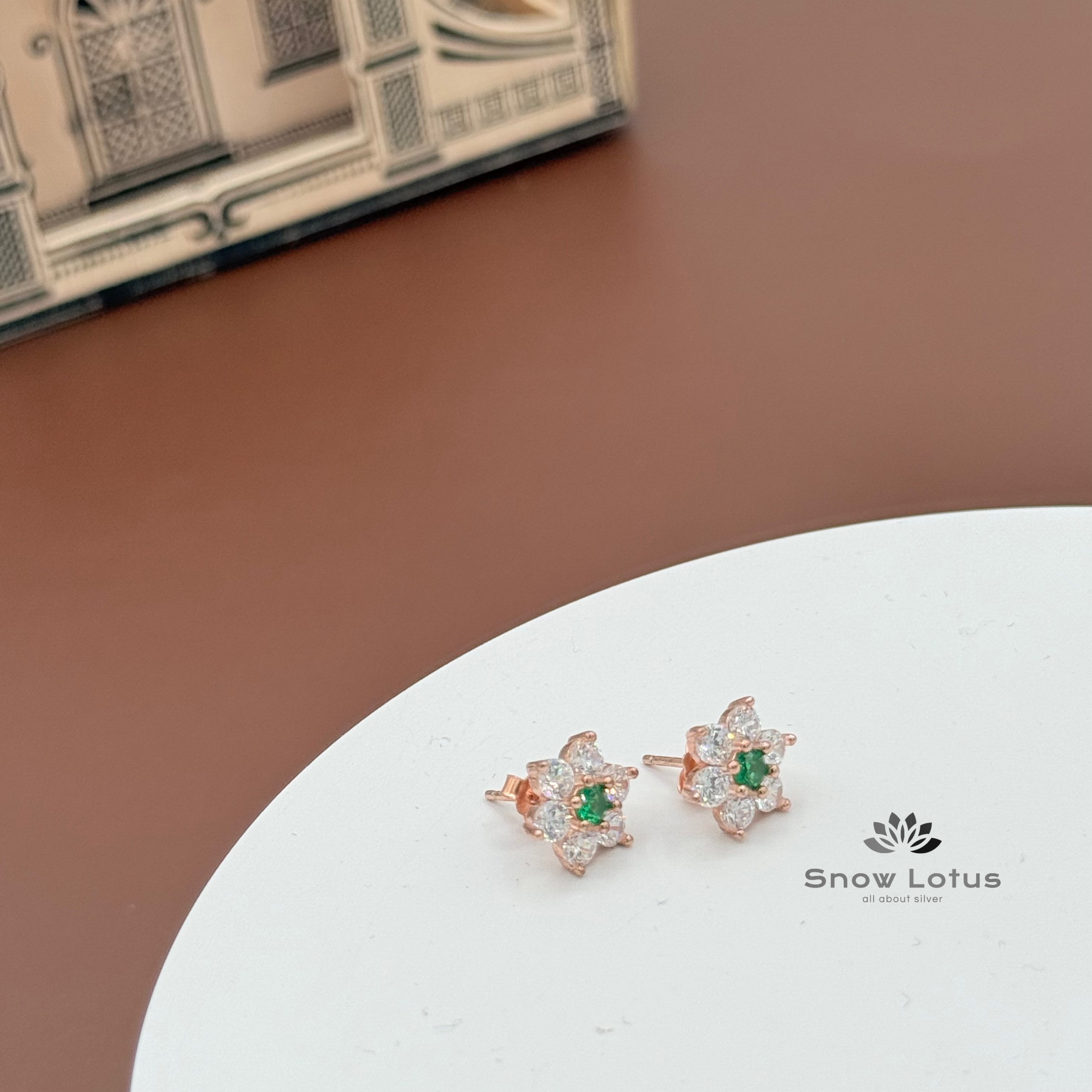 Mini Green Flower Studs
