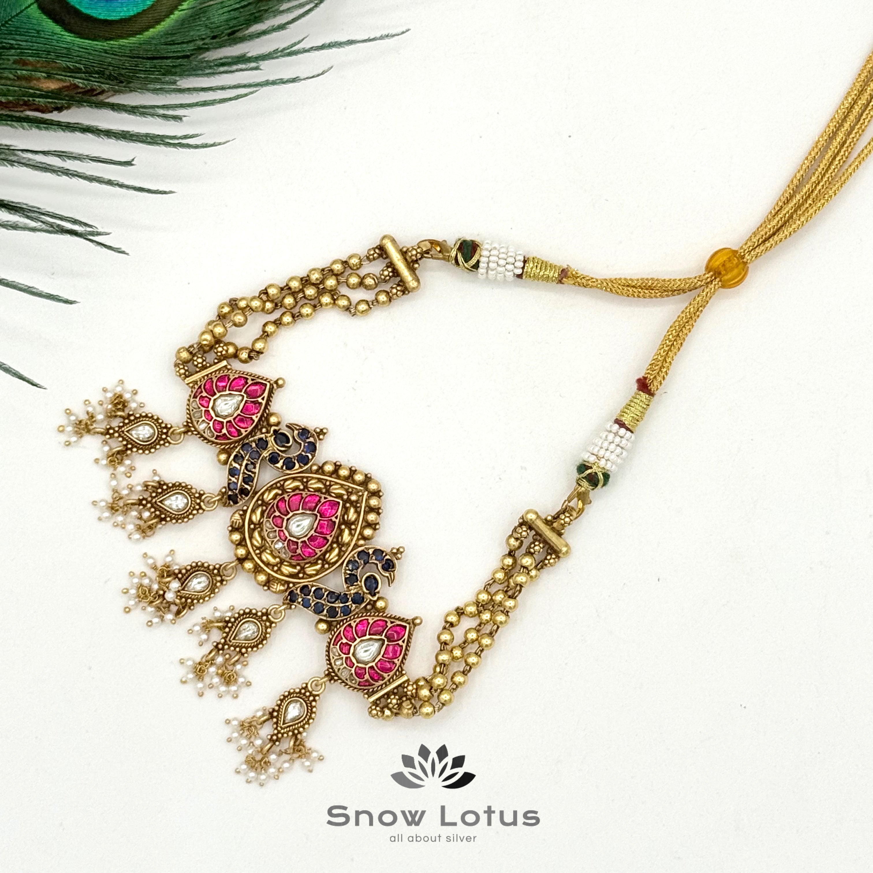 Nakshi Kundan Red & Blue Choker