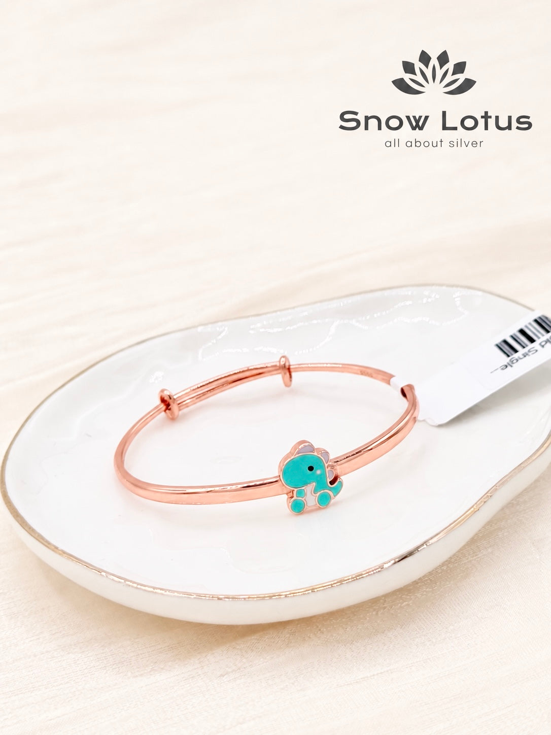 Green Baby Dino Rose Gold Single Kada