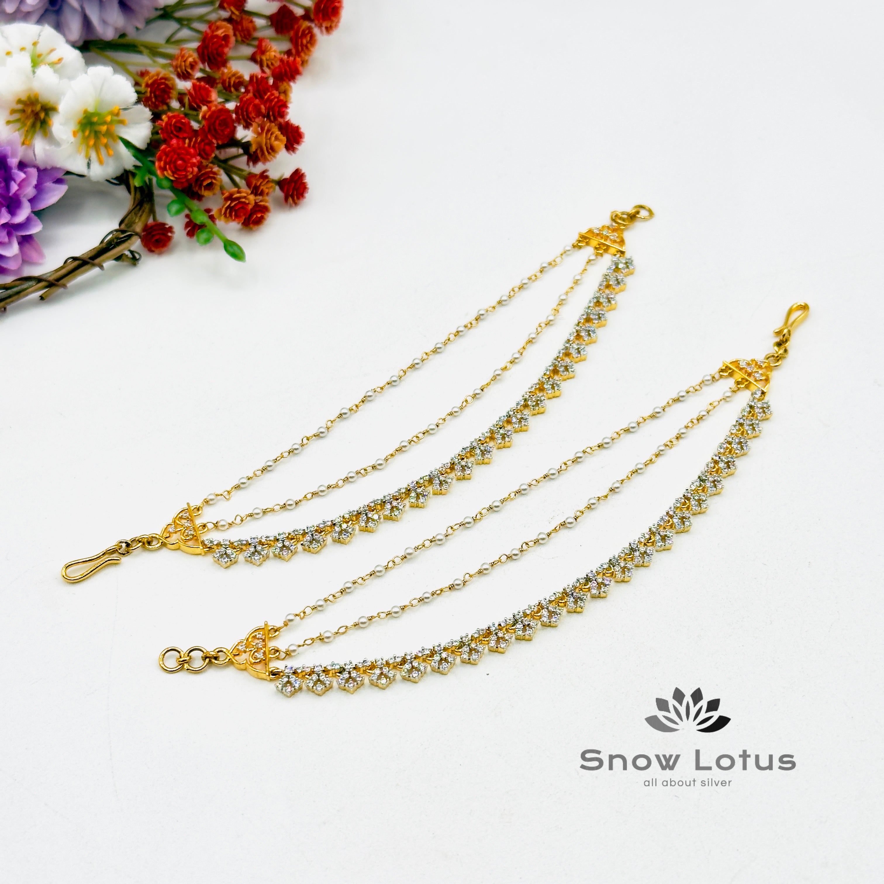 Squarish Pearled Maang Tika