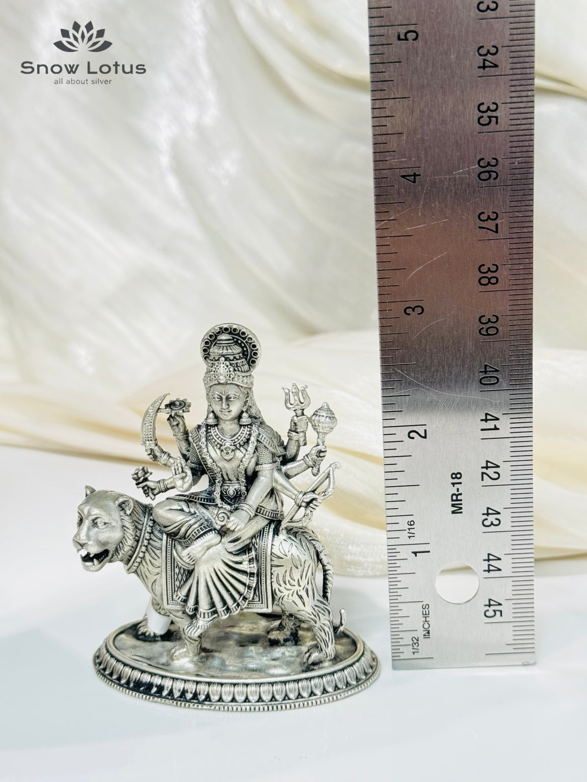 Durga Devi on Tiger Antique 3D Solid