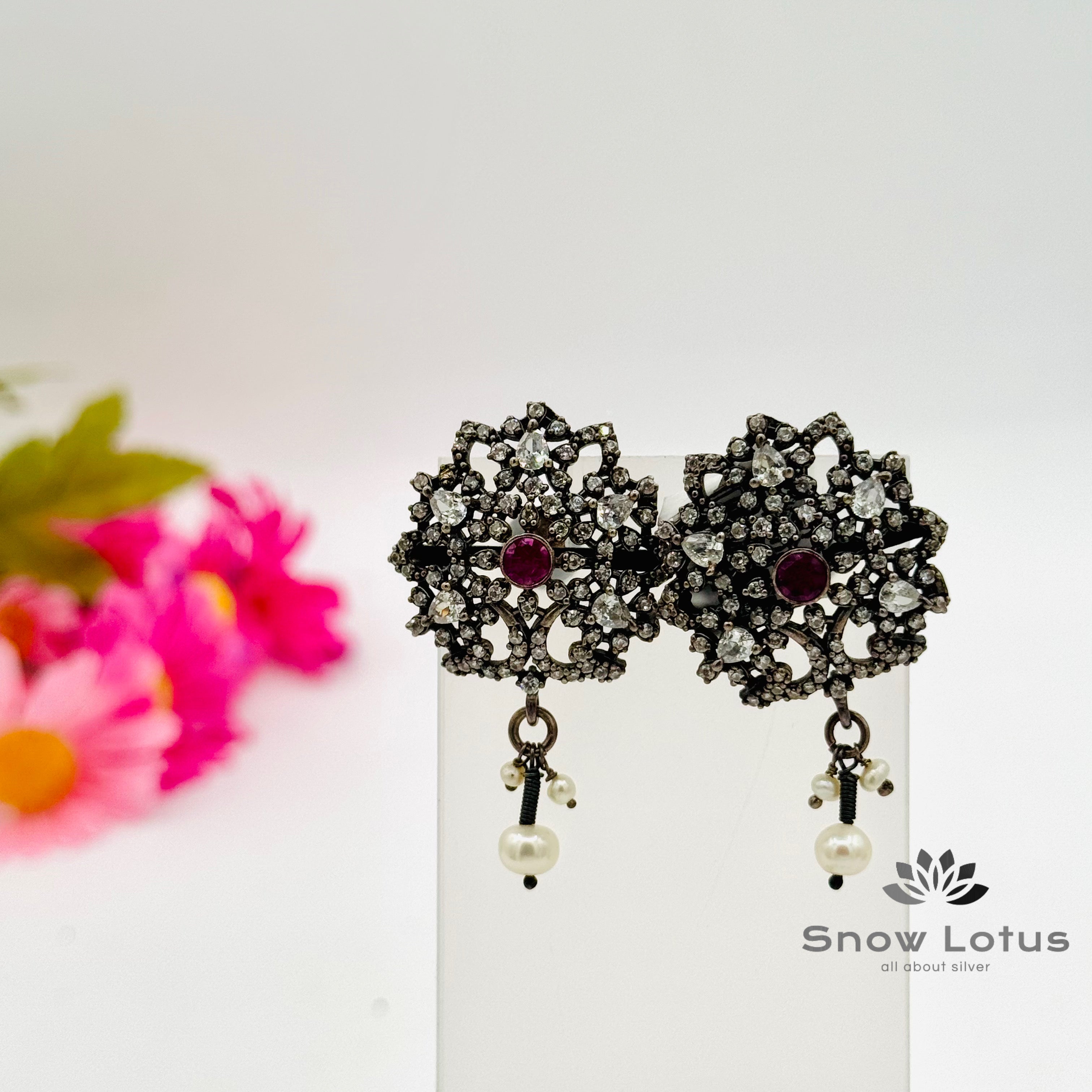 Elegant Ruby Drop Studs