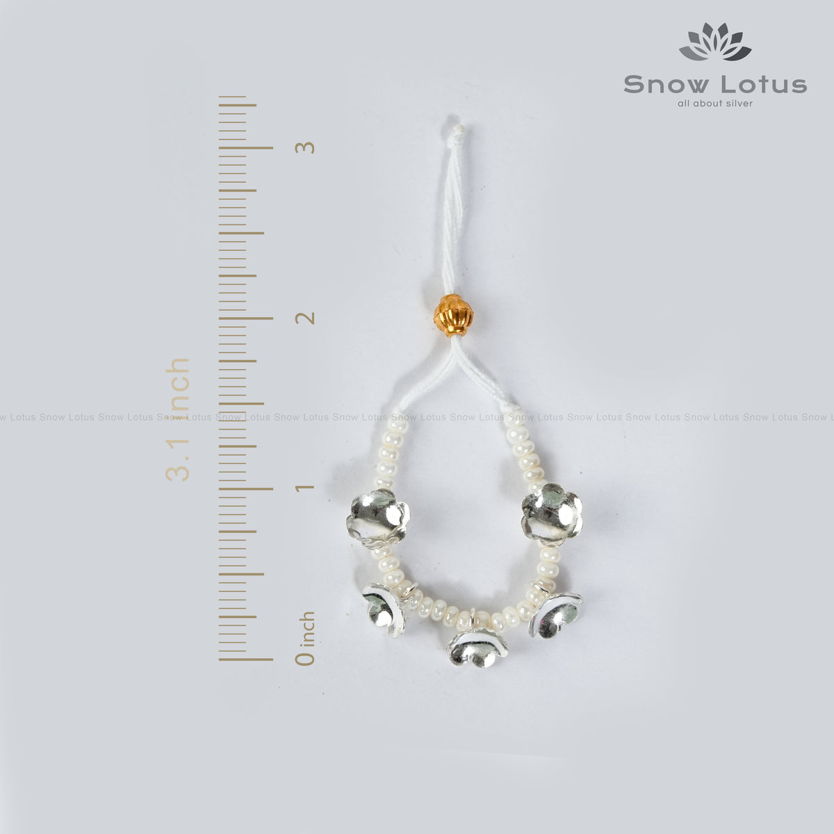Silver Flowers Mini Haarams Pearl