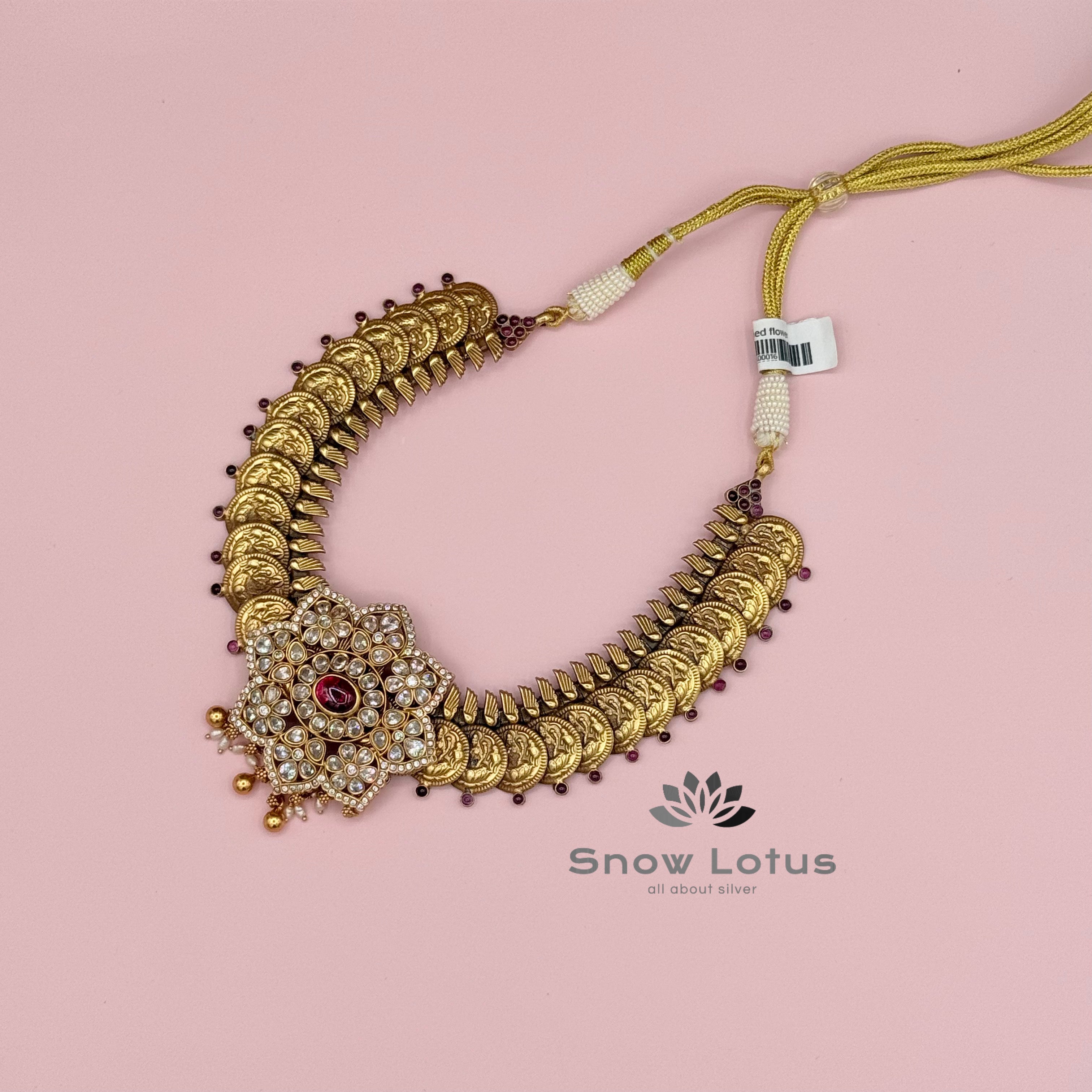 Lakshmi coined flower Neckpeice