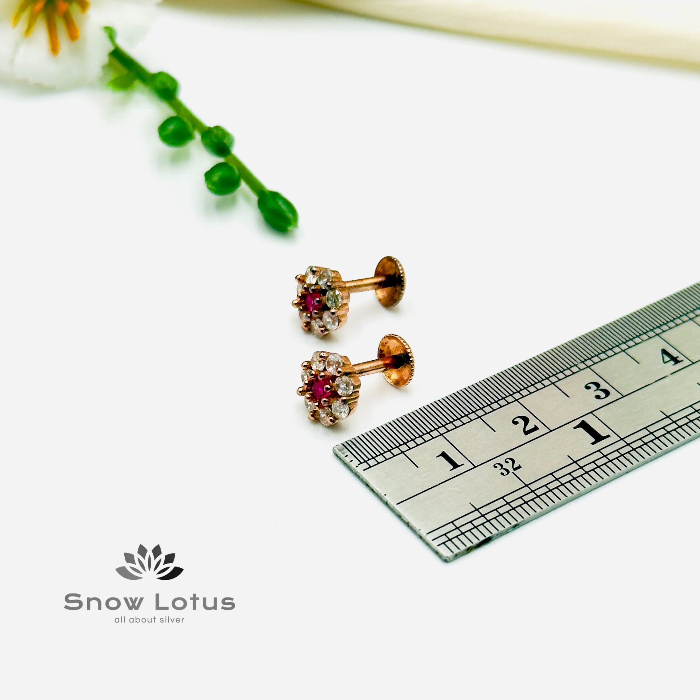 Pink flower studs