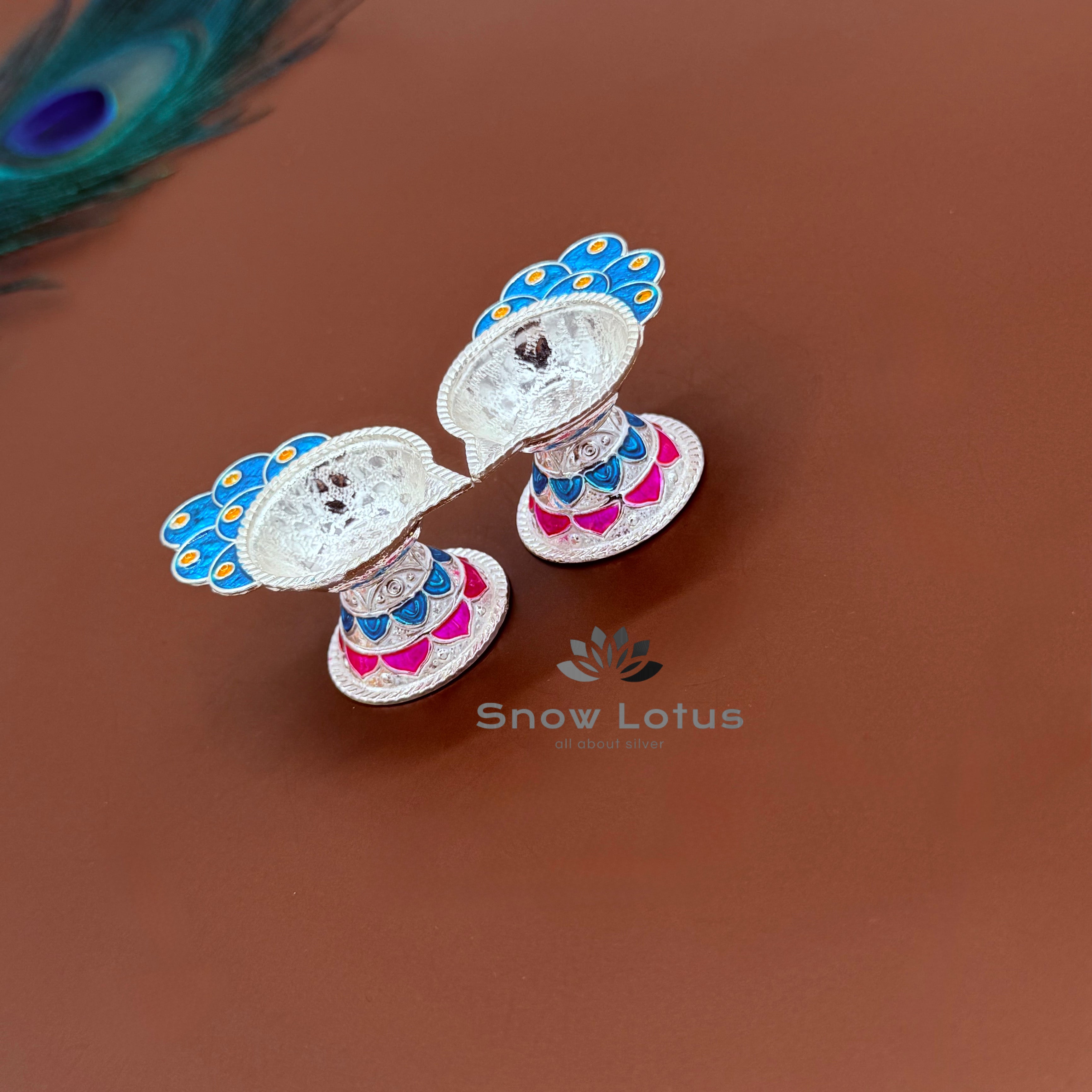 Enamel Diyas Peacock Feather