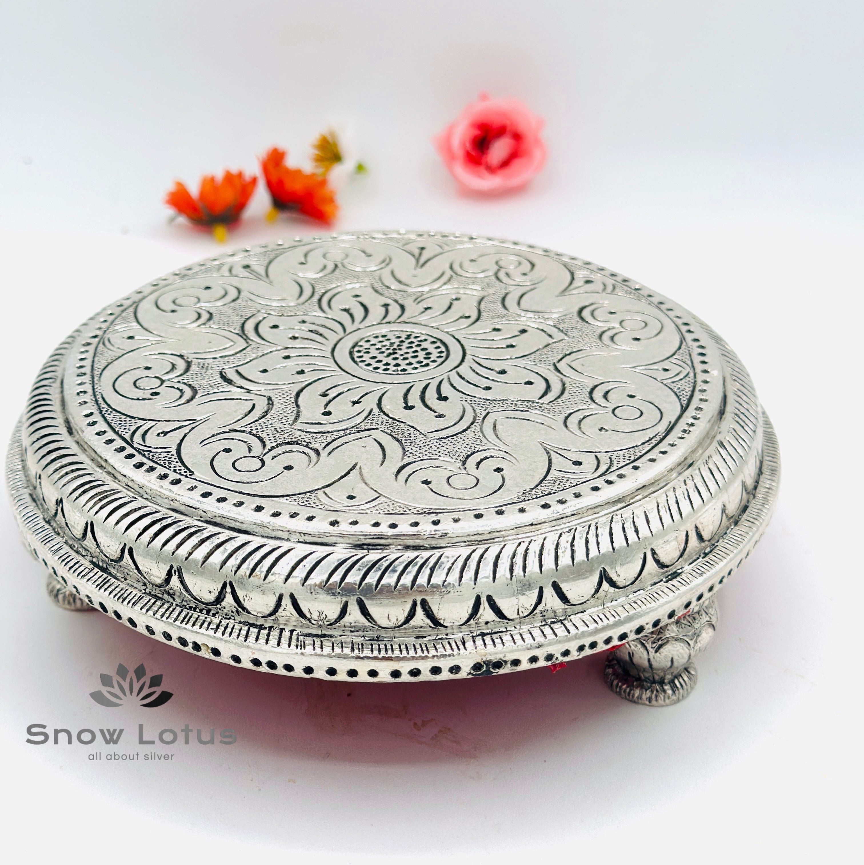 999 Silver Peetam Round(Teak wood)