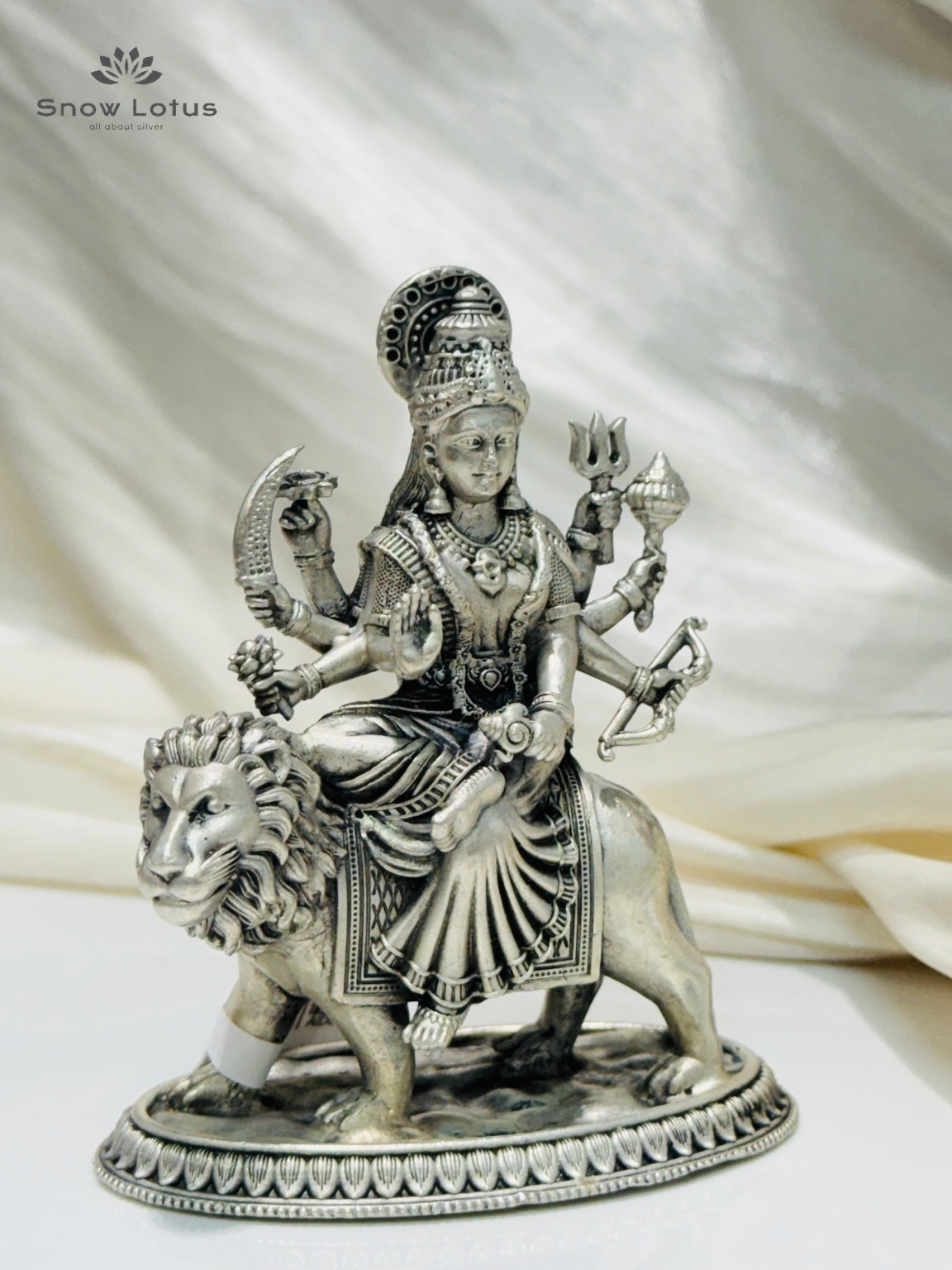 Durga Devi on Lion Antique 3D Solid