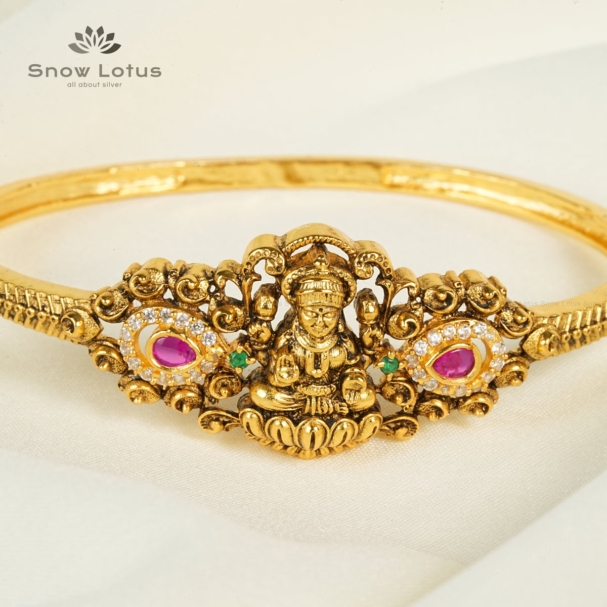 Ruby Glow Antique Oval Kada Bracelet