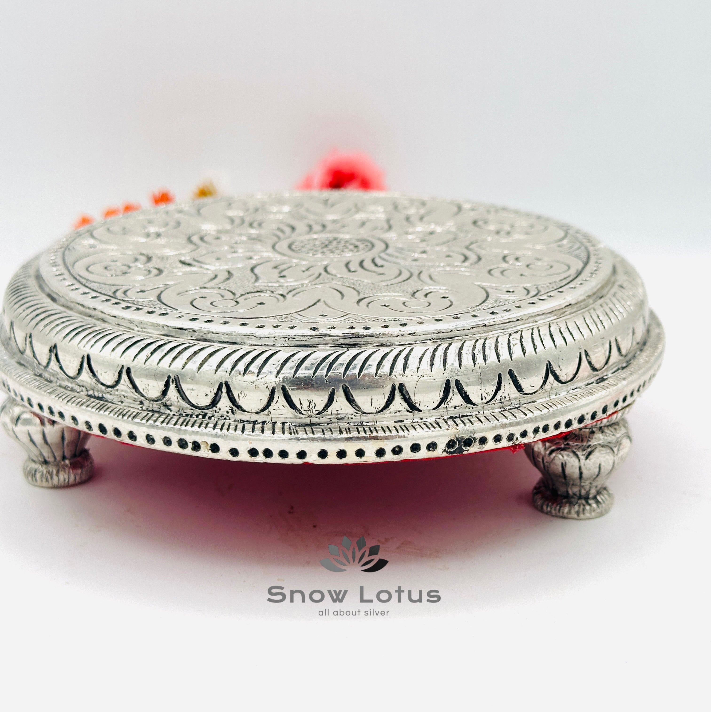 999 Silver Peetam Round(Teak wood)