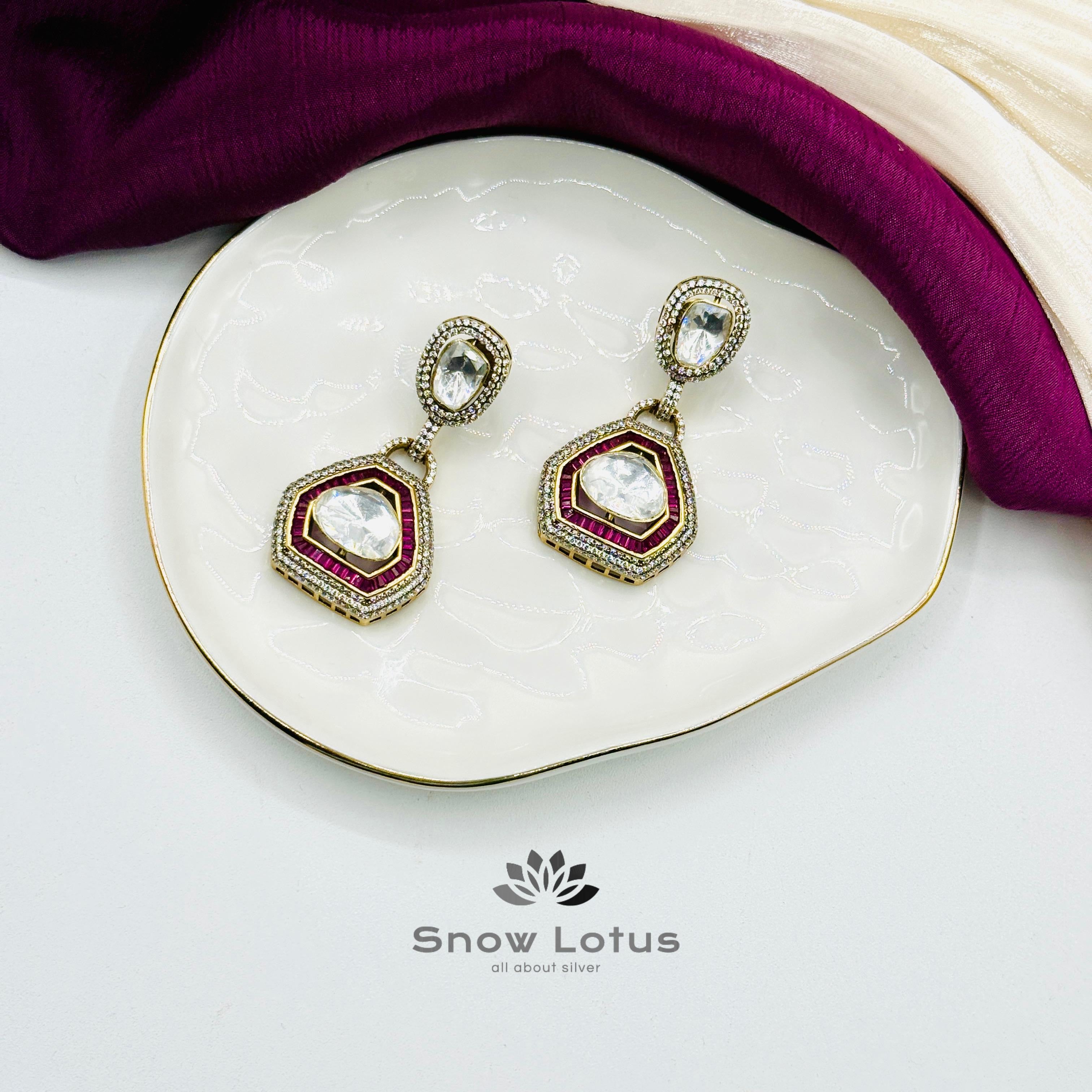 Green Moissanite Neckpiece With Earrings