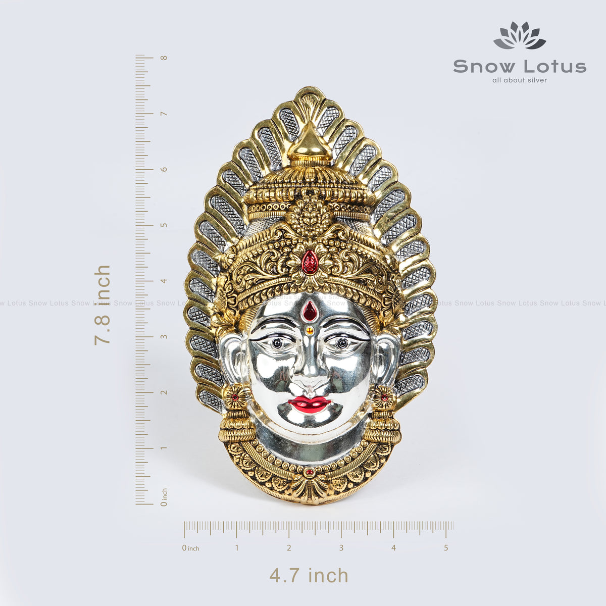 Antique Gold Plated Silver Ammavari Face with Highlights