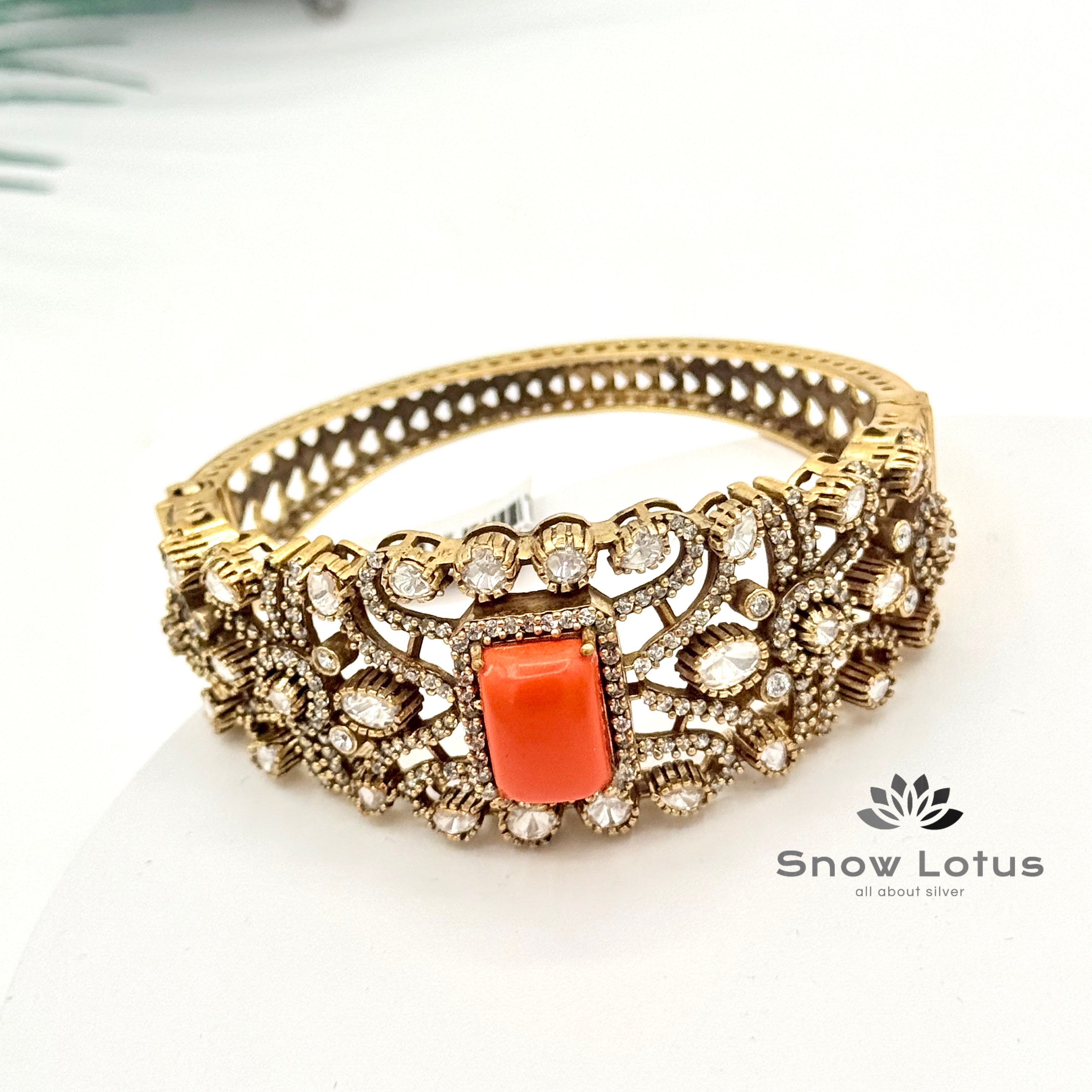 Openable Coral Moissanite Kada single