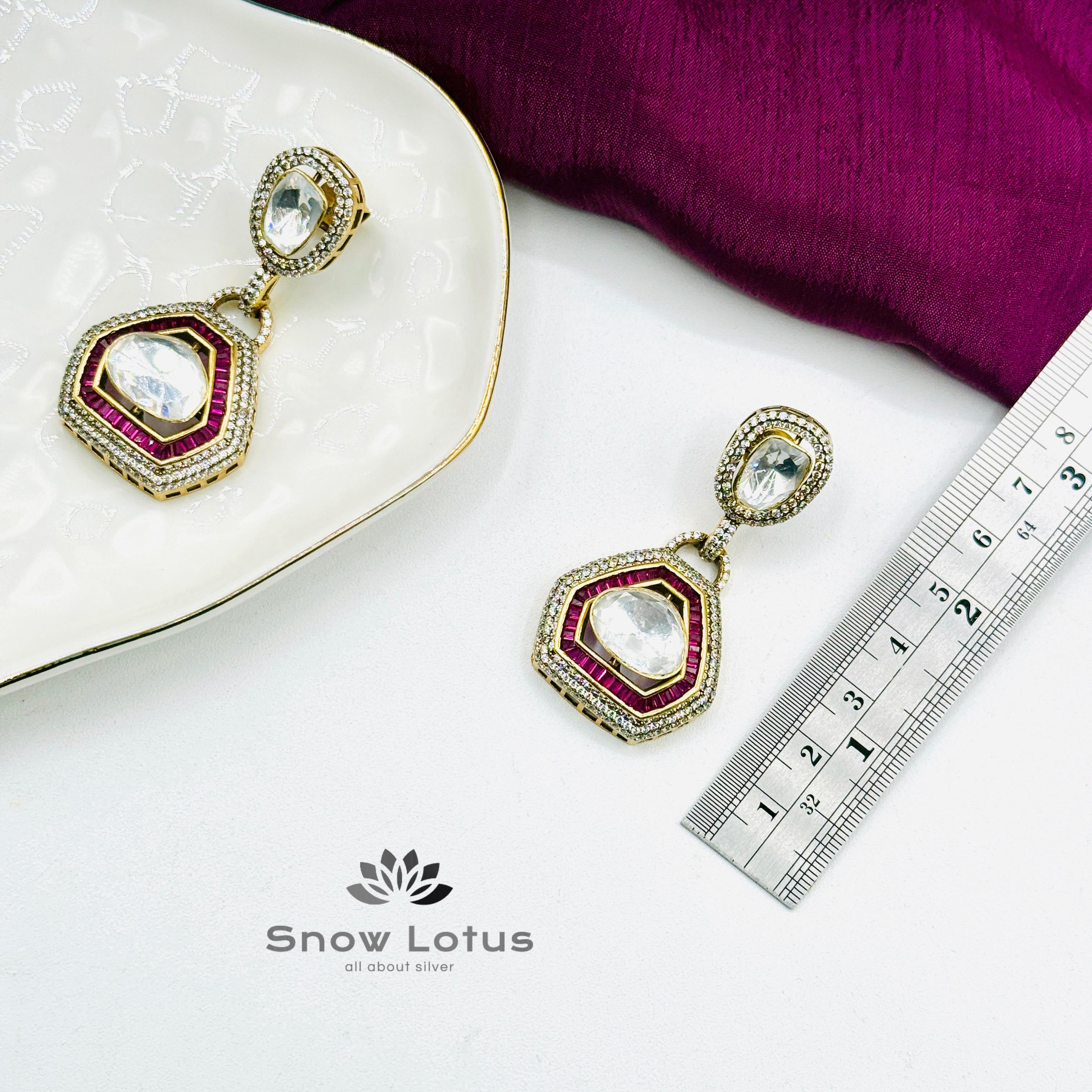 Green Moissanite Neckpiece With Earrings