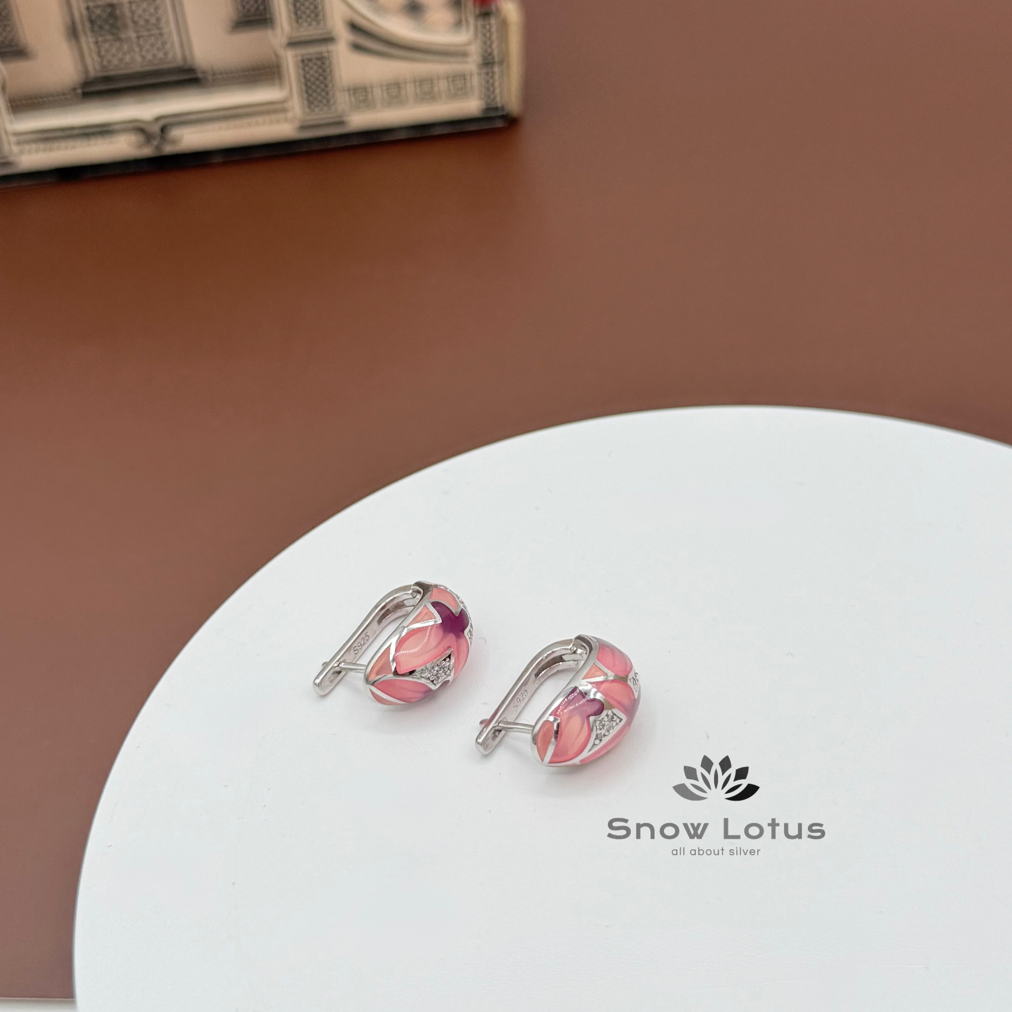 Purplish Pink CZ Bali earrings