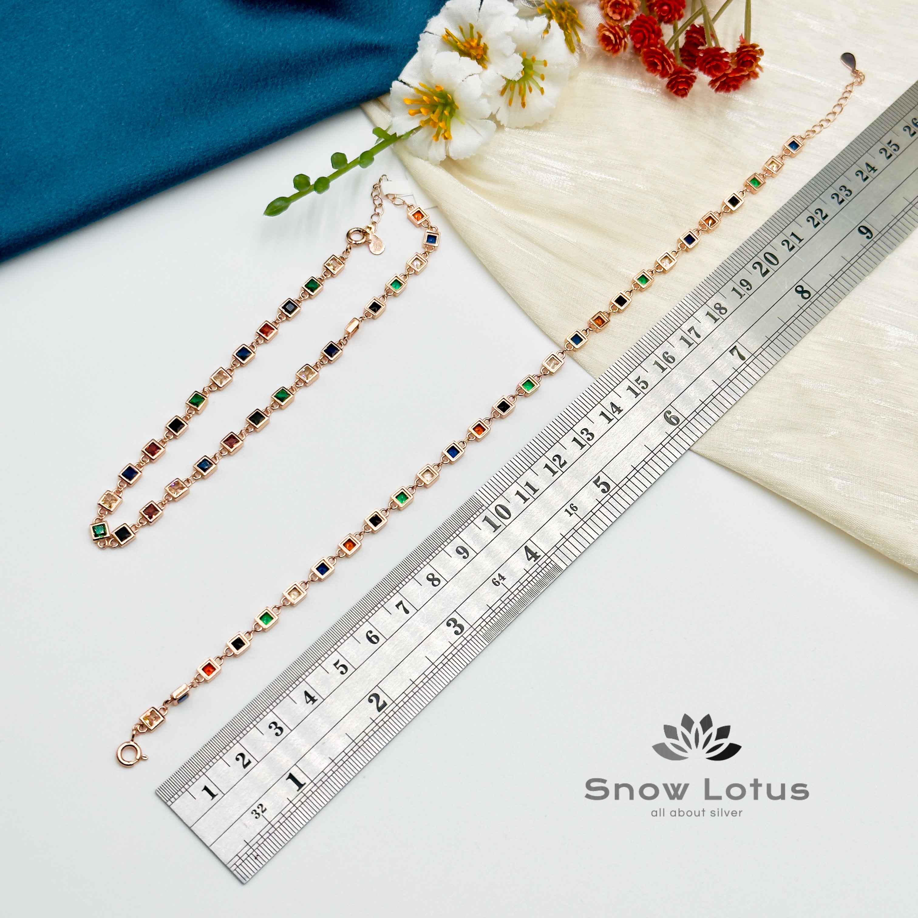 Variegated Cubical Rose Gold Anklets