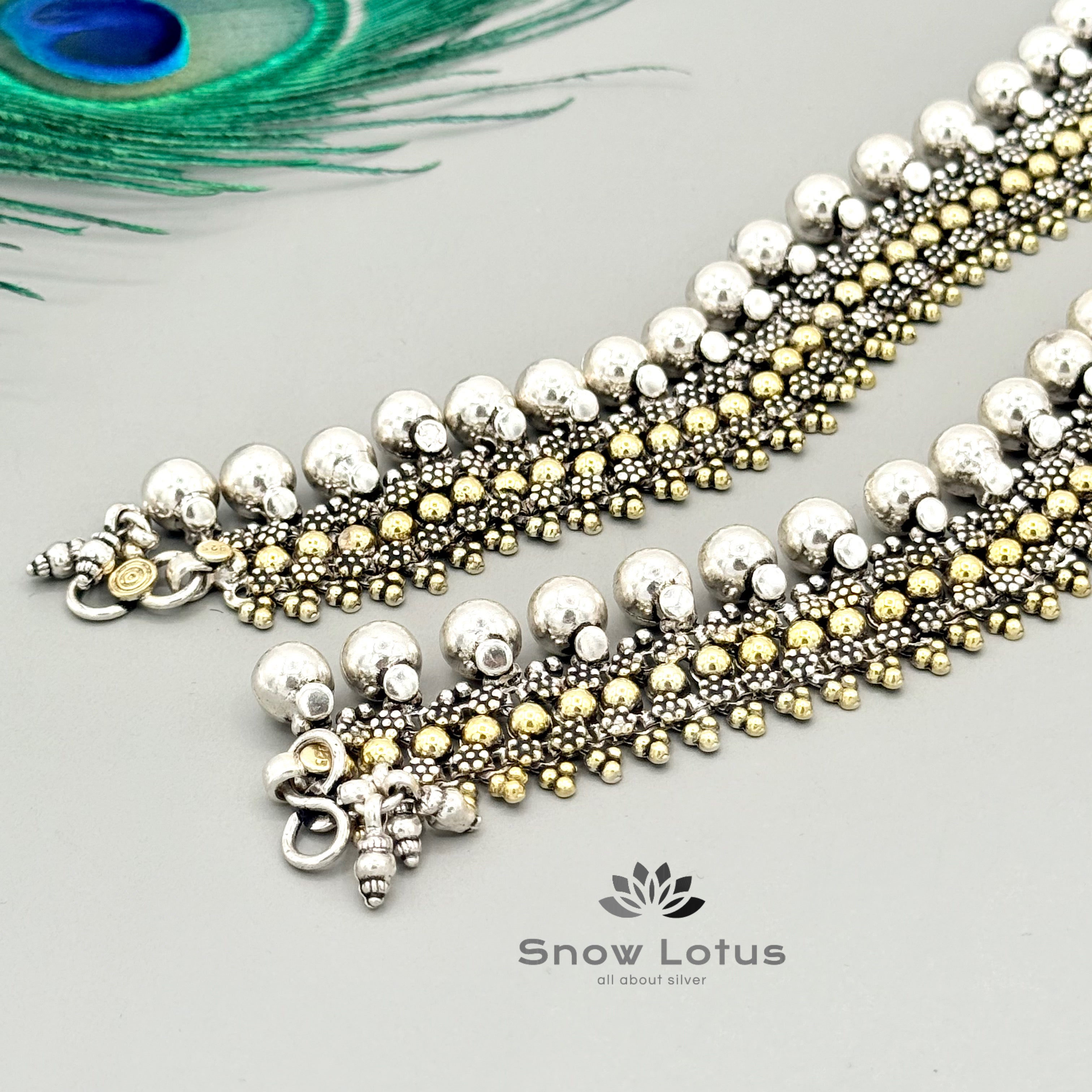 Ball Laced Dual Tone Anklets