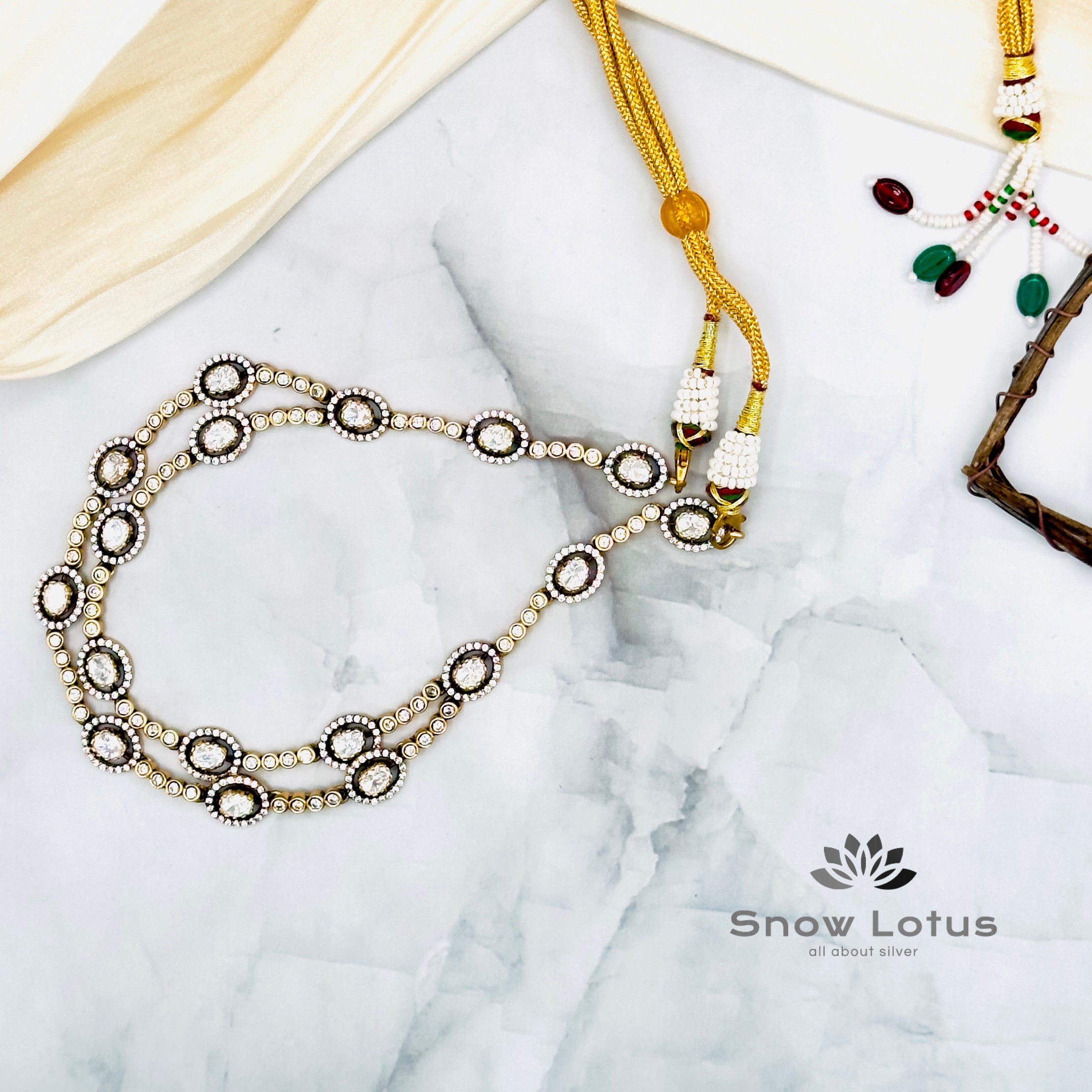 Elegant Moissanite Neckpiece With Earrings