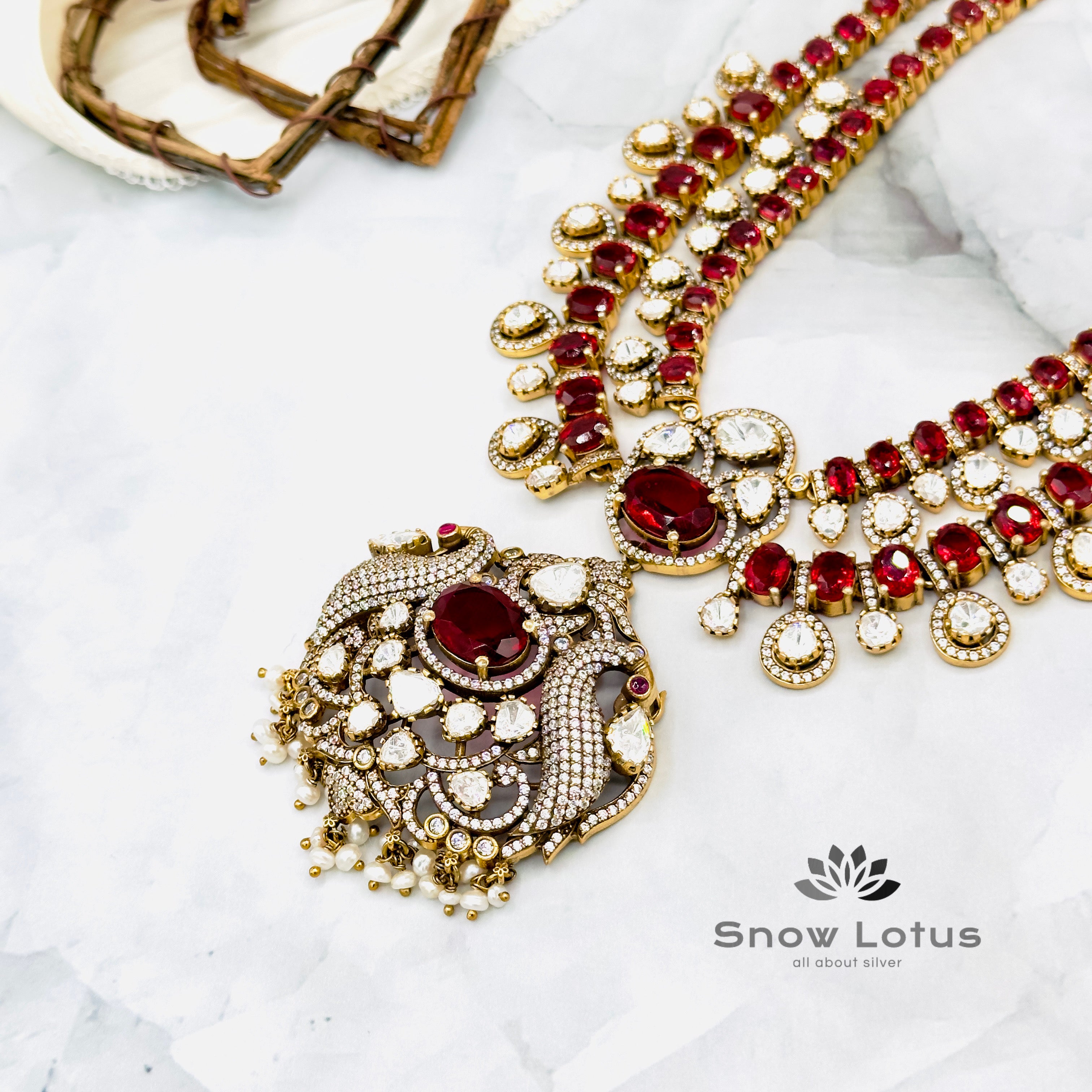Moissanite Ruby layered Haaram